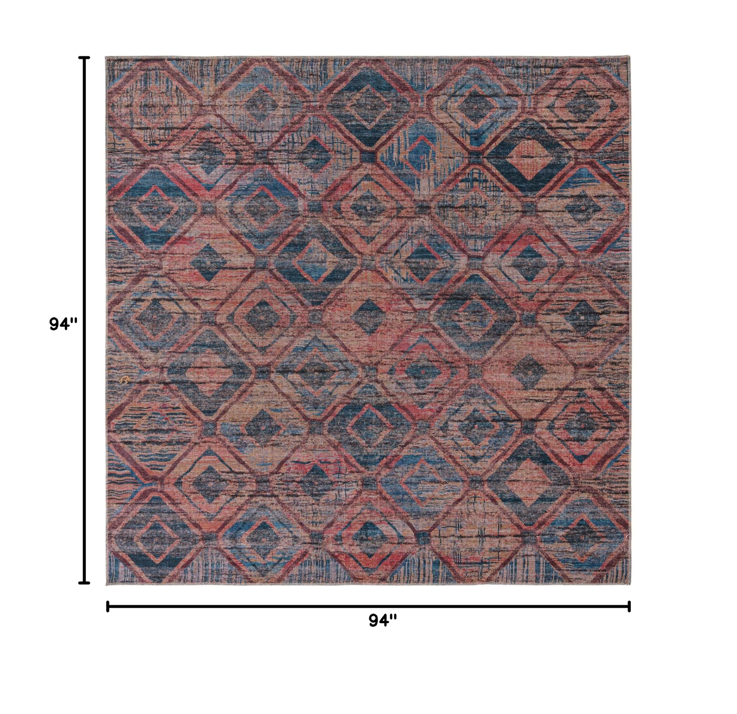 Washable Blue Flatweave Rug 8x8 Feet – Sisu Collection by Rugs.com for Living Room, Kitchen, Entryway | Durable & Easy-Clean Area Rug for High Traffic Homes & Pet-Friendly Spaces