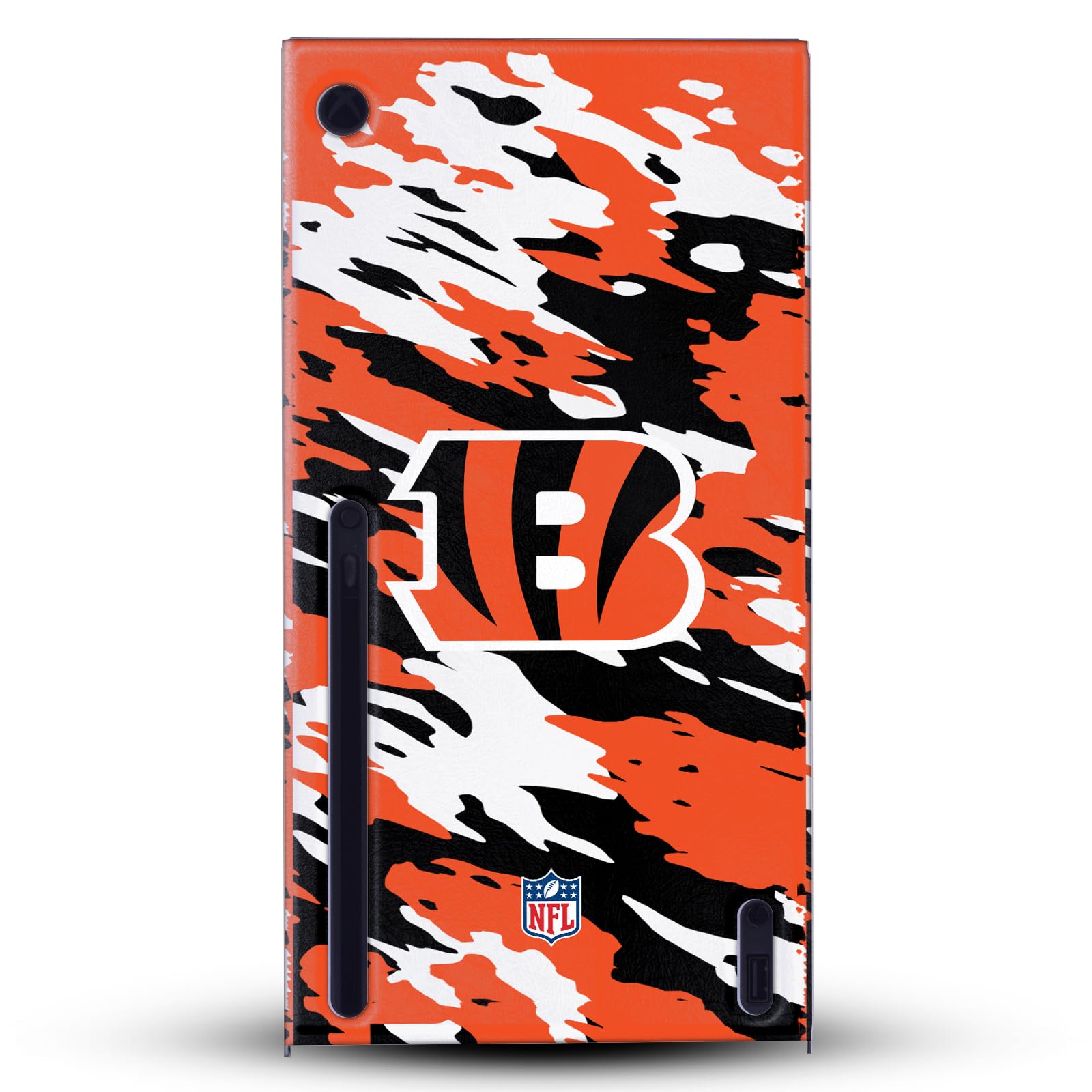 Official NFL Cincinnati Bengals Camo Gaming Console Skin Wrap Compatible with Xbox Series X - Perfect for Game Room Decor and Fan Gifts