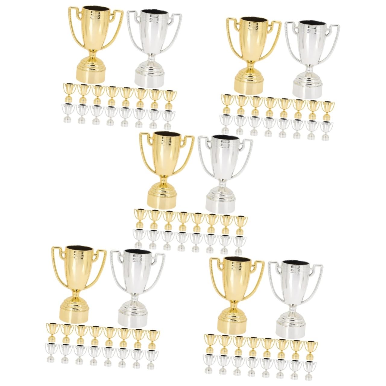 BRIGHTFUFU 100 Pcs Reusable Mini Plastic Trophies for Kids - Small Prize Awards for Classroom, Sports, Birthday Parties & School Events