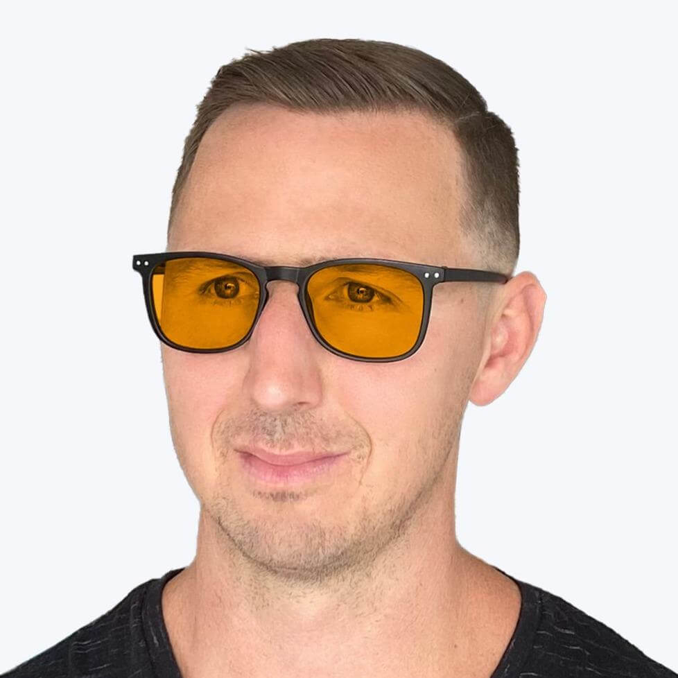 SunDown Taylor Blue Light Blocking Glasses - Black Prescription Lenses for Eye Strain Relief & Better Sleep | Computer, Gaming & Nighttime Use
