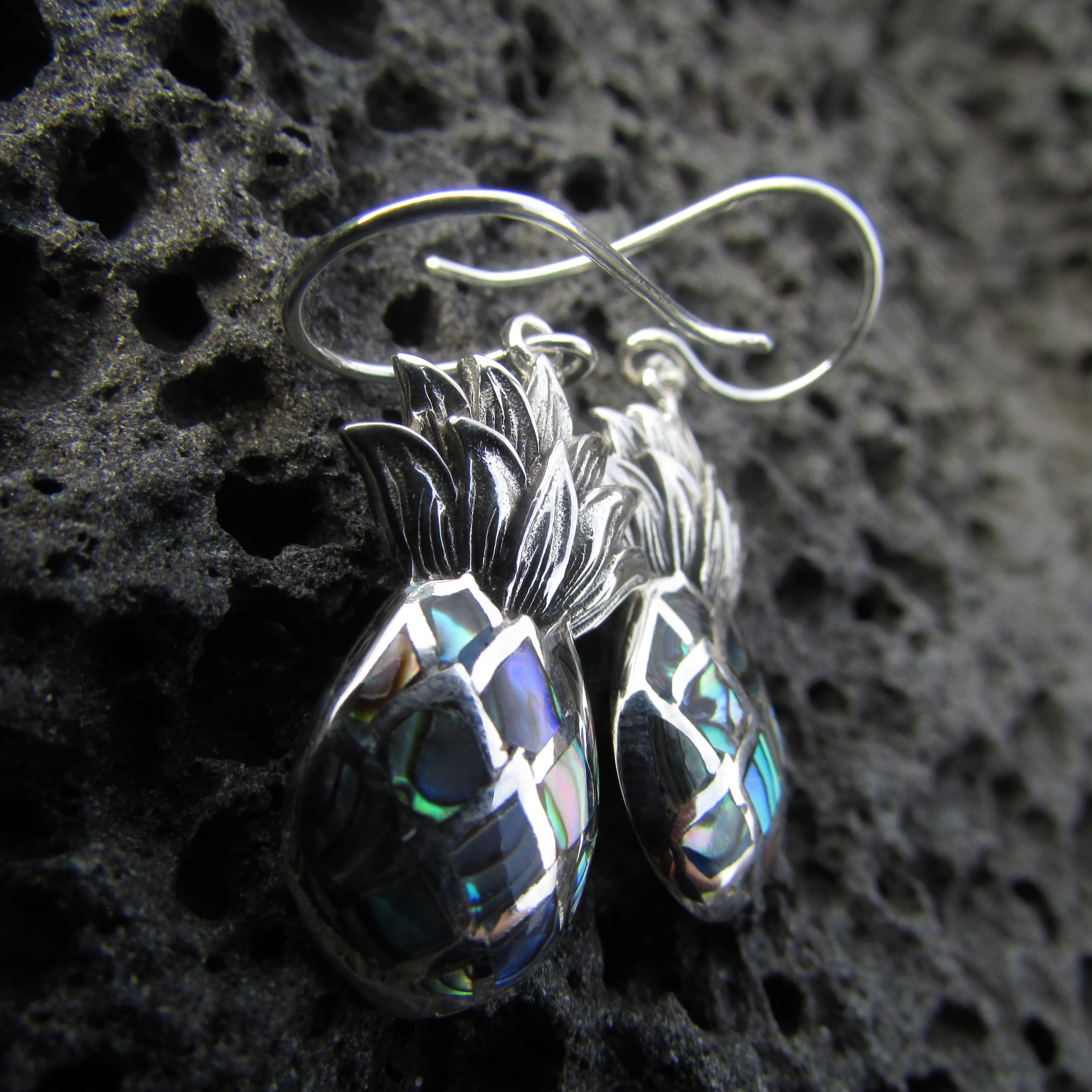Stylish Pineapple Earrings - Sterling Silver with Abalone Shell Inlay | Perfect for Summer, Beach Vacations & Tropical-Themed Parties