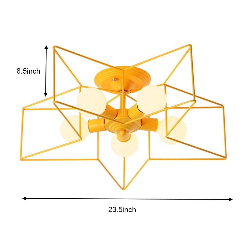 KWOKING 5-Light Flush Mount Ceiling Fixture - Modern Industrial Star Design for Bedroom, Hallway & Living Room - Energy Efficient LED Lighting for Home Decor | Perfect for Kids Rooms, Nursery & Modern Interiors
