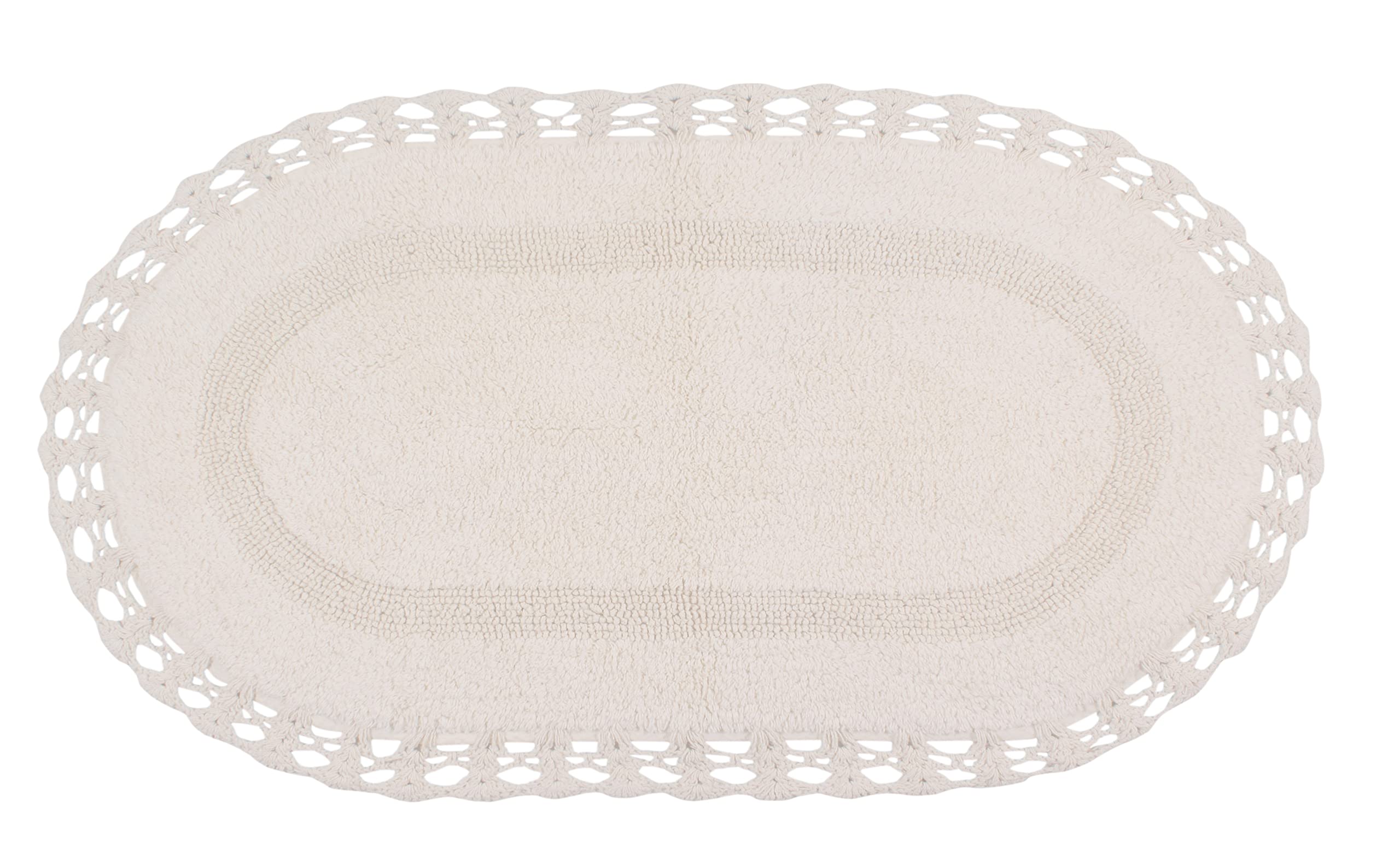 Premium 100% Cotton Reversible Crochet Bath Mat Set - Super Soft & Absorbent Non-Slip Bathroom Rug, Washable Kitchen Mat (21