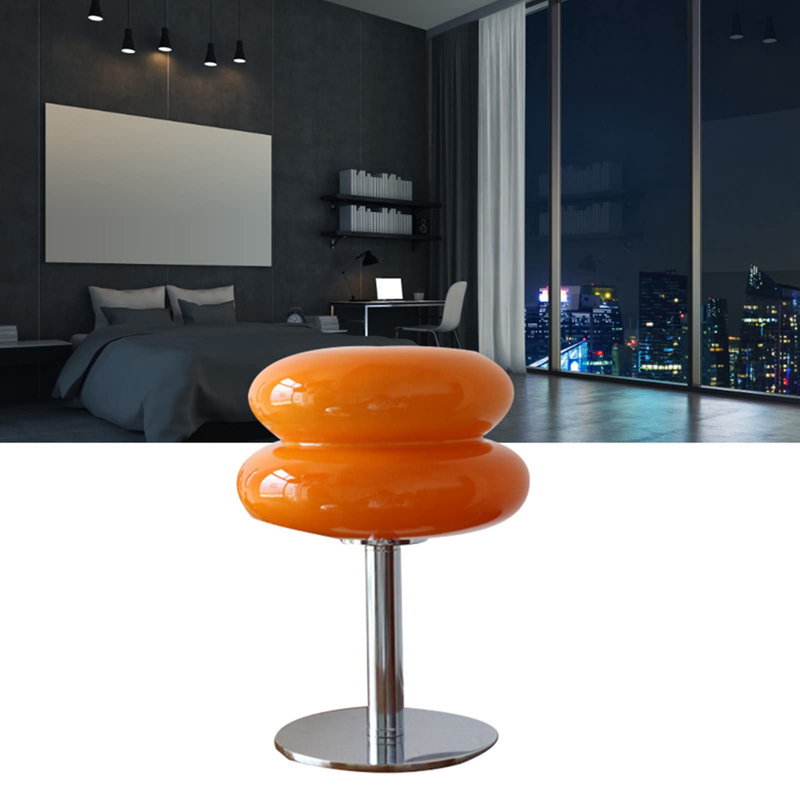 Macaroon USB Desk Lamp - Egg Tart Glass Table Light with Soft Energy-Efficient Lighting for Bedroom, Dorm, Office | Cute Tart-Shaped Night Light for Study, Reading & Decor (Orange)