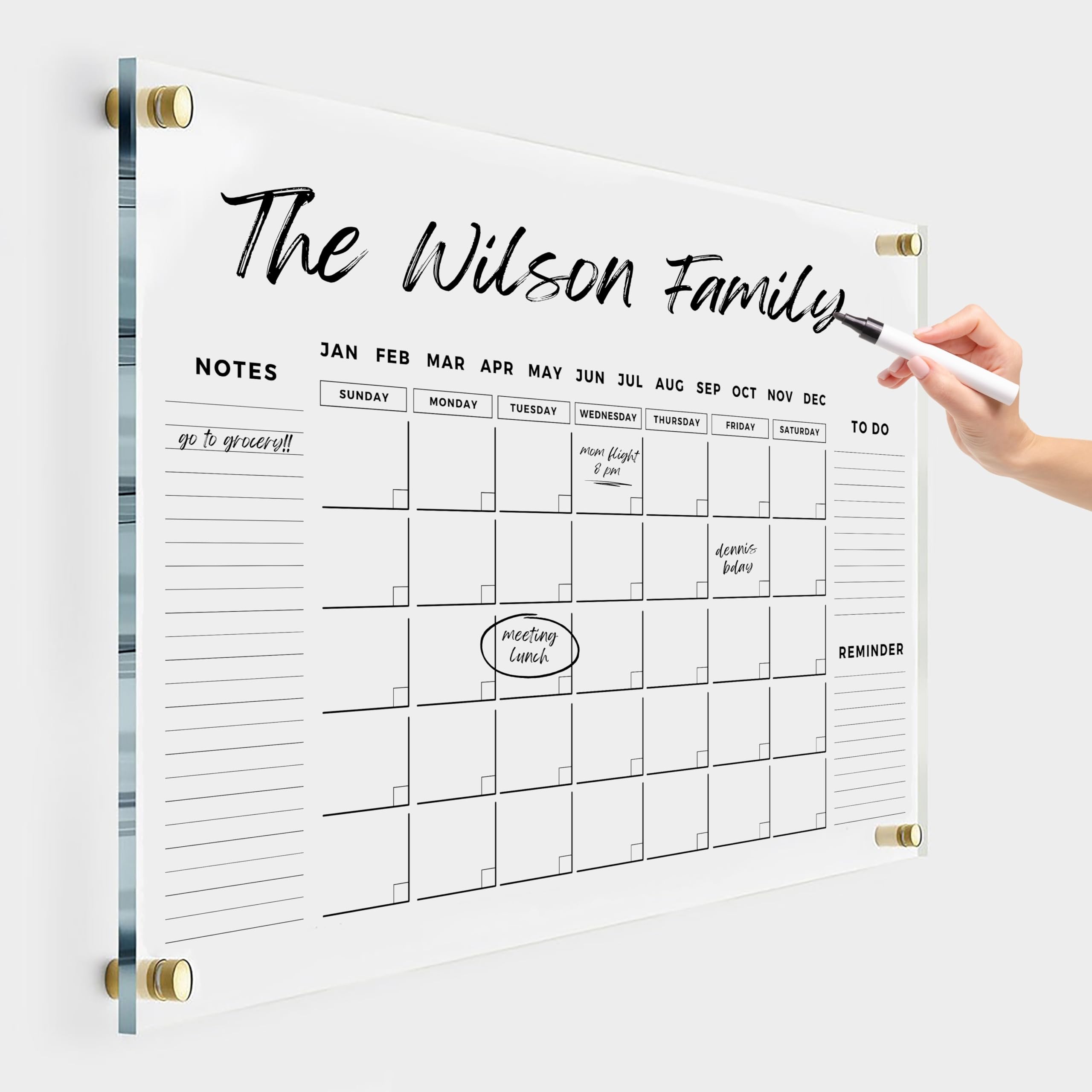 Premium Dry Erase Acrylic Wall Calendar 2025 - 36x24