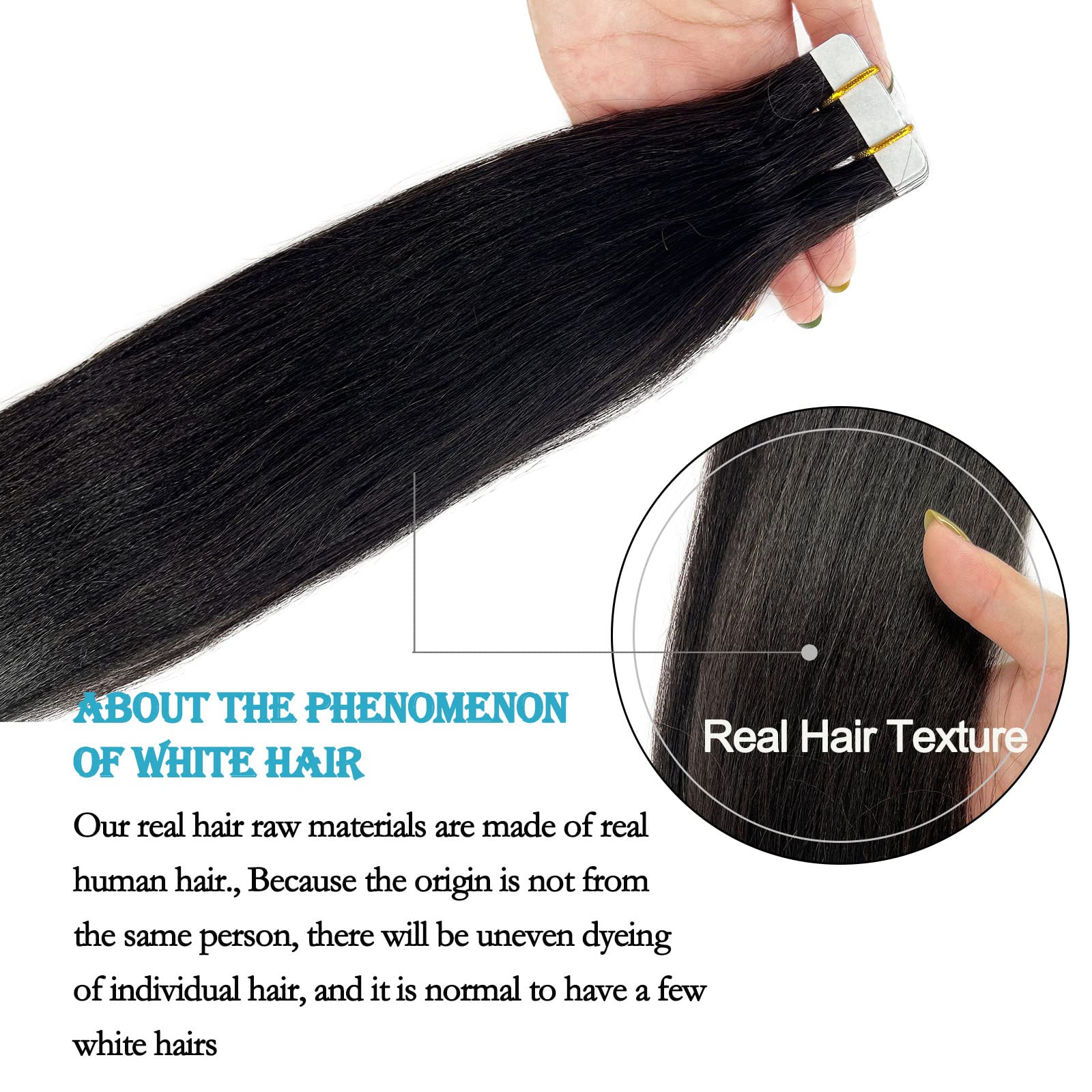 Munx Tape in Hair Extensions 18inch 100g 40pcs - Natural Black Human Hair Tape Ins for Black Women - Yaki Straight Real Human Hair Extensions for Length & Volume - Perfect for Daily Wear, Parties & Special Occasions