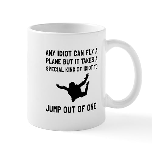 White - Idiot Skydiving Mugs