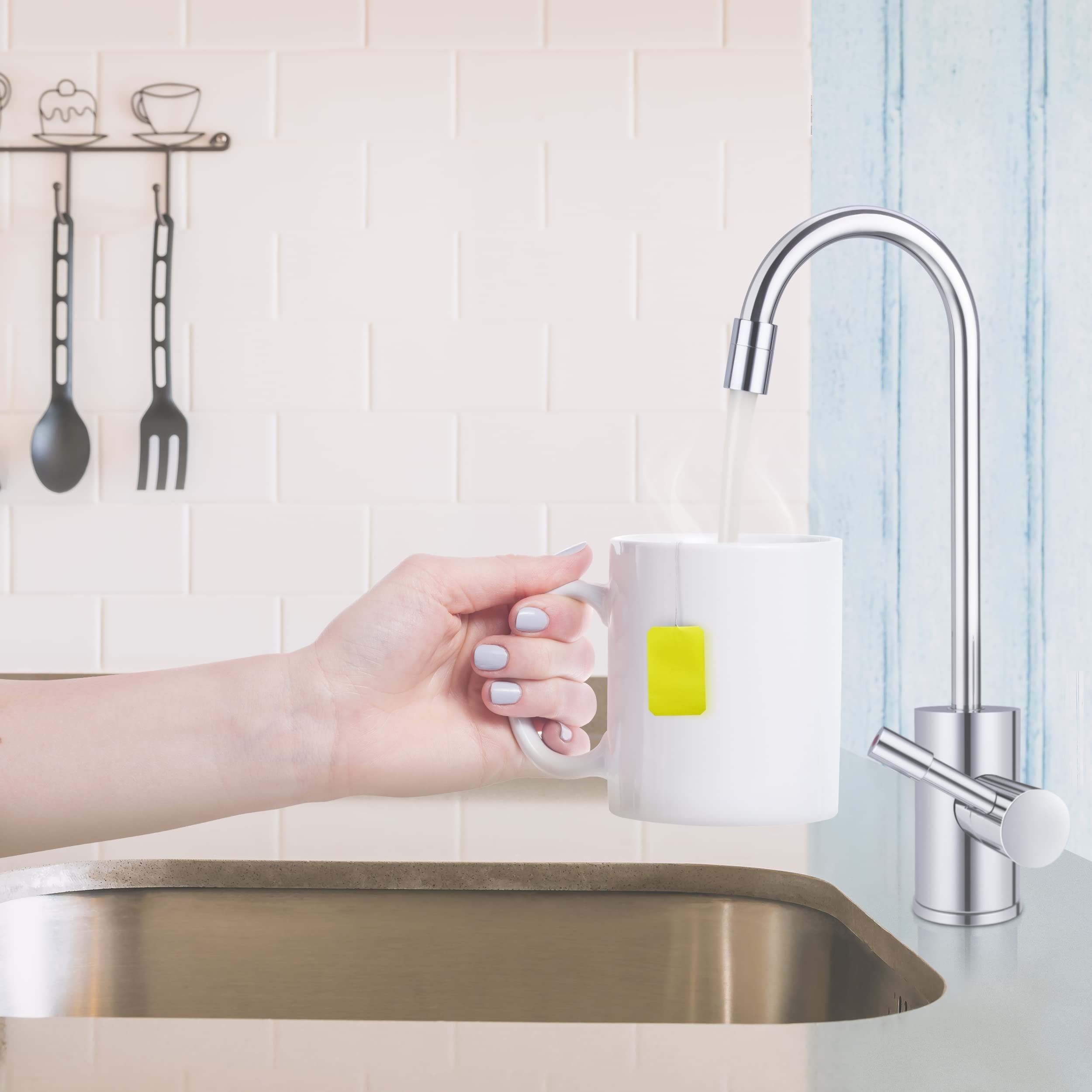 **Ready Hot RH-F560-CH Faucet for Instant Hot Water Tank – Insulated, Safety Lock Handle, Dual Lever Hot & Cold Water, Polished Chrome Finish – Perfect for Kitchen & Bathroom Sinks**