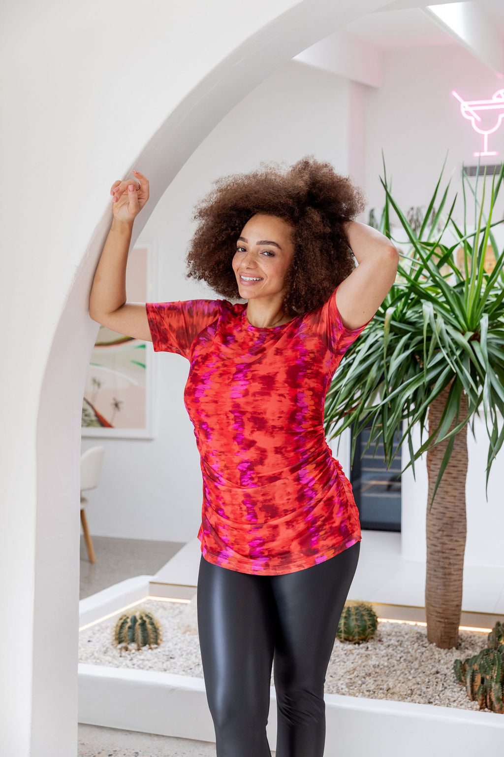 Darla Mesh Top for Women - Stylish Red Crochet Knit Shirt, Breathable Summer Blouse for Casual Outings, Beach Wear & Night Out