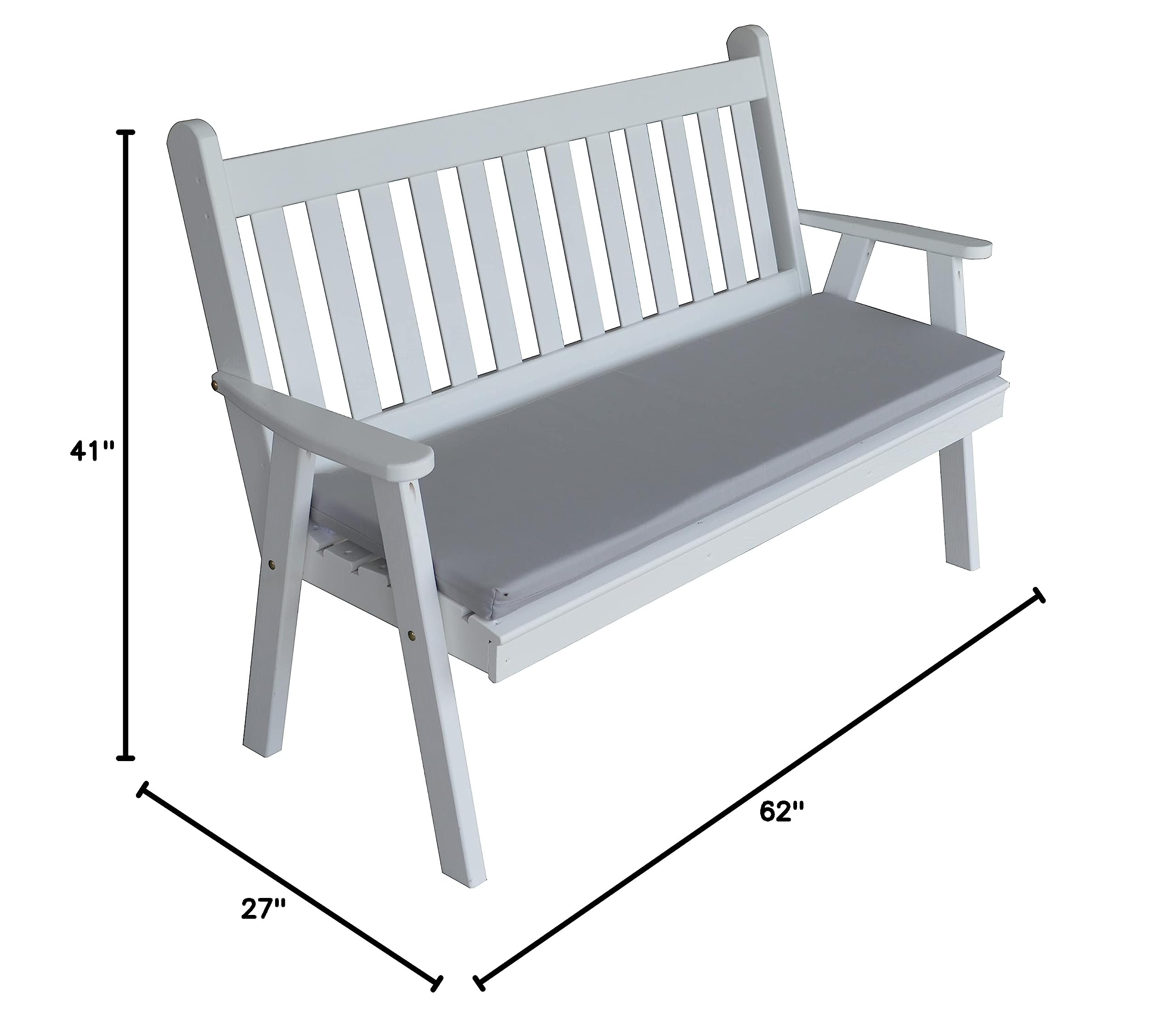 5' Traditional English Garden Bench in White - Solid Pine Wood Outdoor Furniture by Furniture Barn USA - Perfect for Patio, Garden, and Backyard Decor