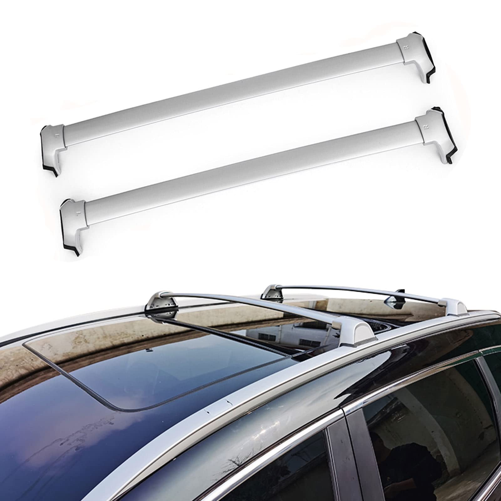 2017-2022 Honda CR-V Roof Rack Cross Bars - Silver Heavy Duty Luggage Carrier Set for SUV (Requires Factory Side Rails) | Perfect for Road Trips, Camping & Outdoor Adventures