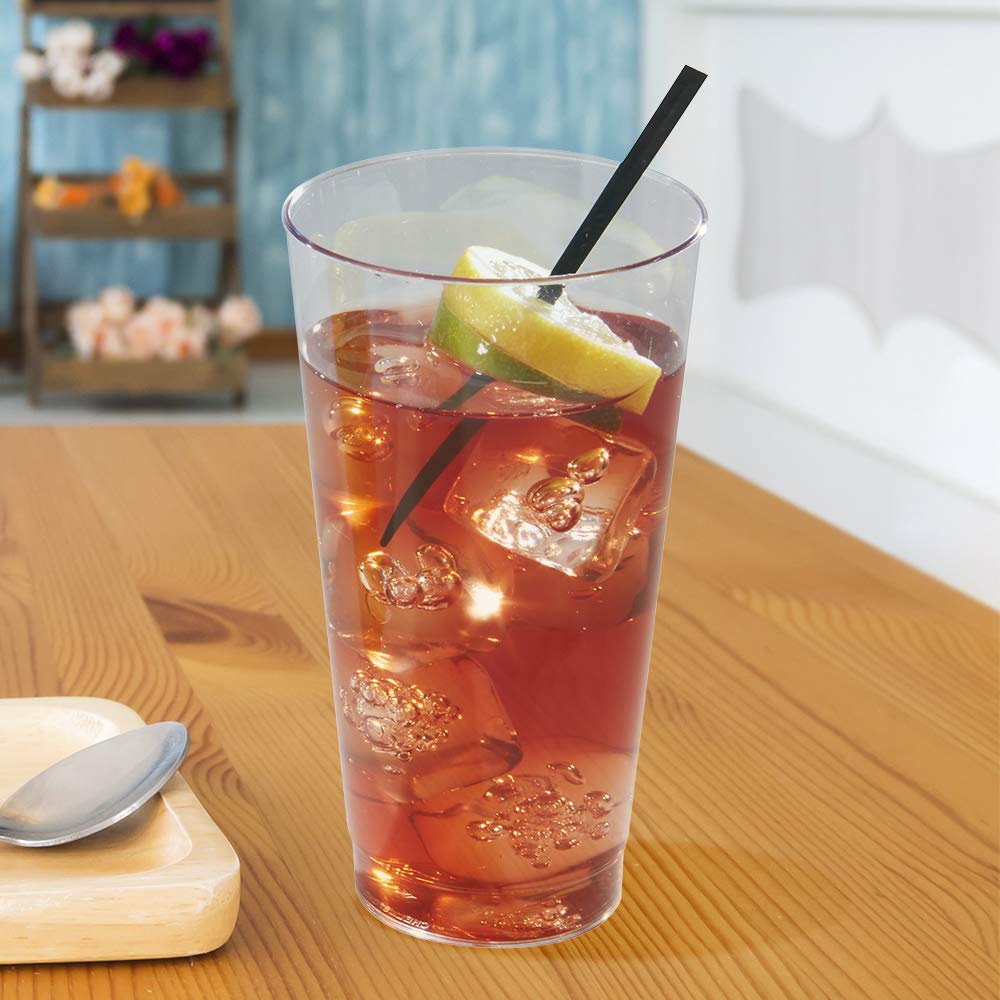 Comet 16 oz Clear Plastic Smooth Wall Drinking Cups - 500 Count Bulk Pack - Durable & BPA-Free for Parties, Events, and Daily Use