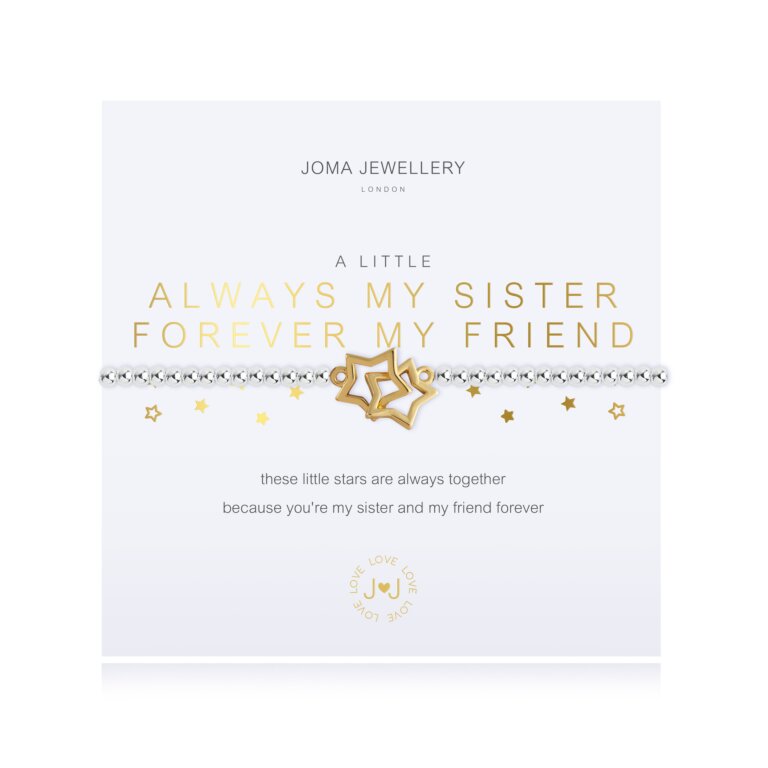 Joma Jewellery Sister Bracelet - 'Always My Sister, Forever My Friend' Engraved Bangle | Perfect Birthday Gift for Sisters, Best Friend Jewelry for Women