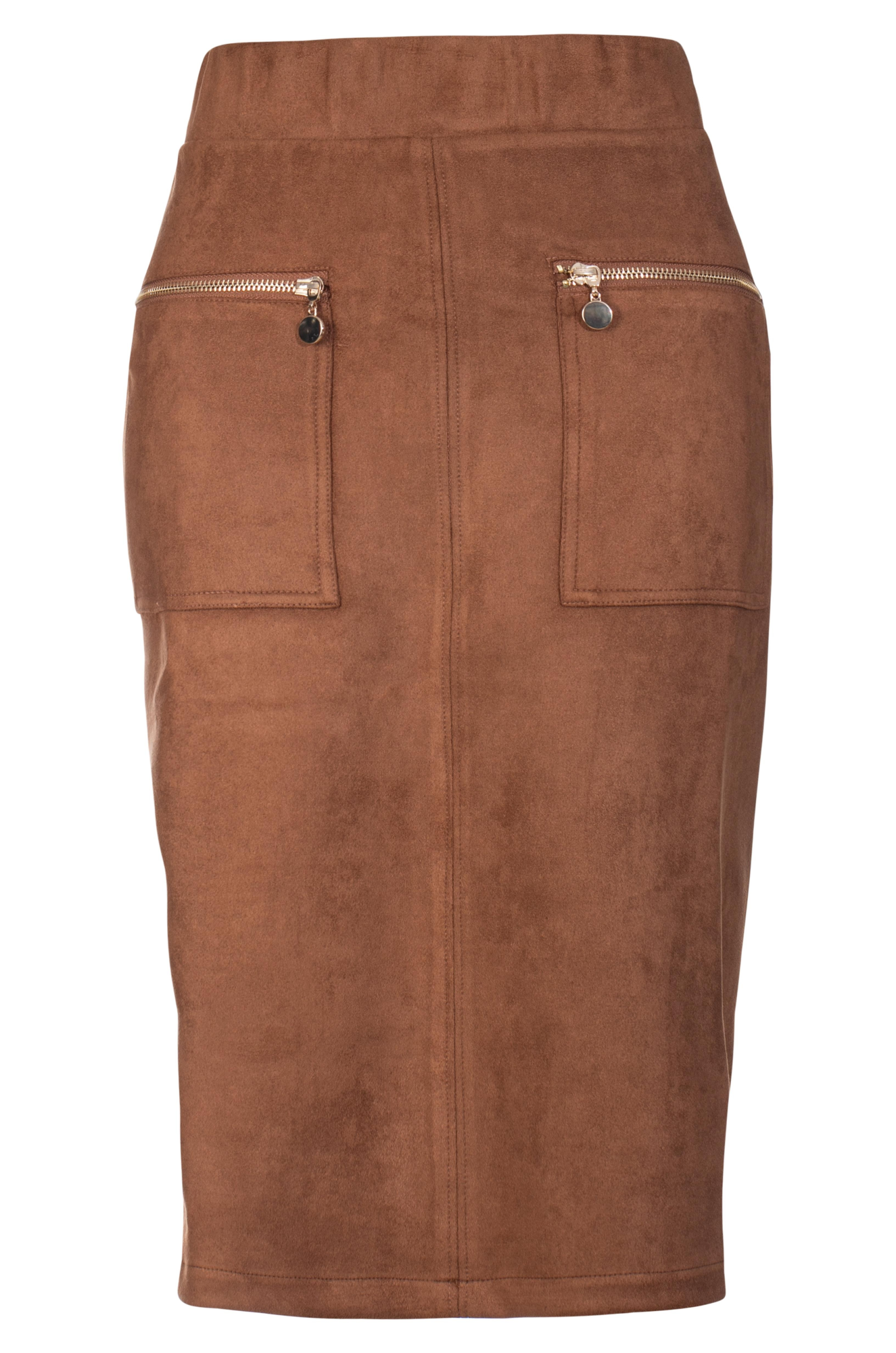 Chic Suede Look Skirt in Cocoa Brown - Women's Fashion Skirt for Casual Wear, Office & Date Nights | Style #4053ZZ