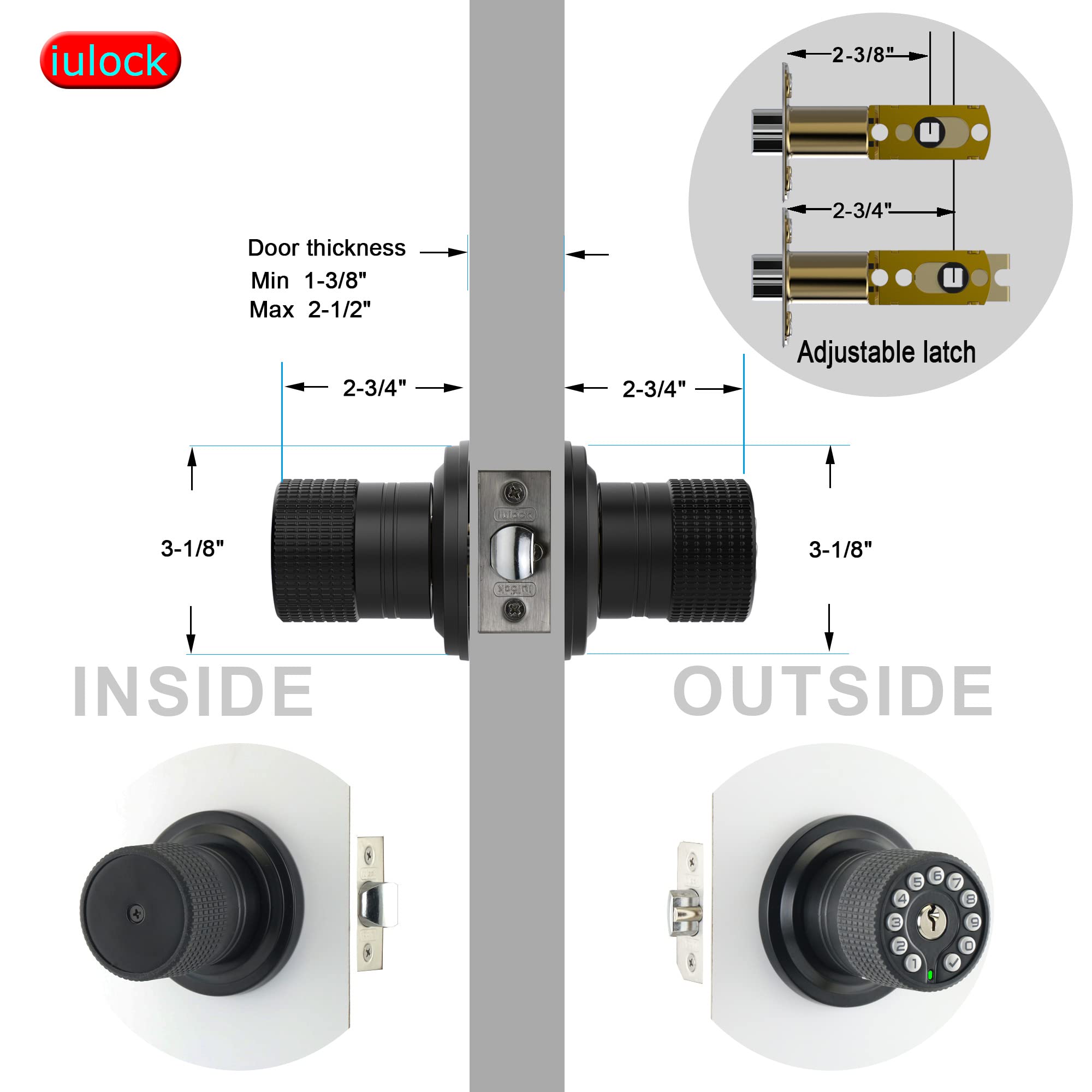 Smart Keypad Door Lock with 50 User Codes - Waterproof & Auto Lock - Matte Black - Secure Your Home, Office, or Vacation Rental
