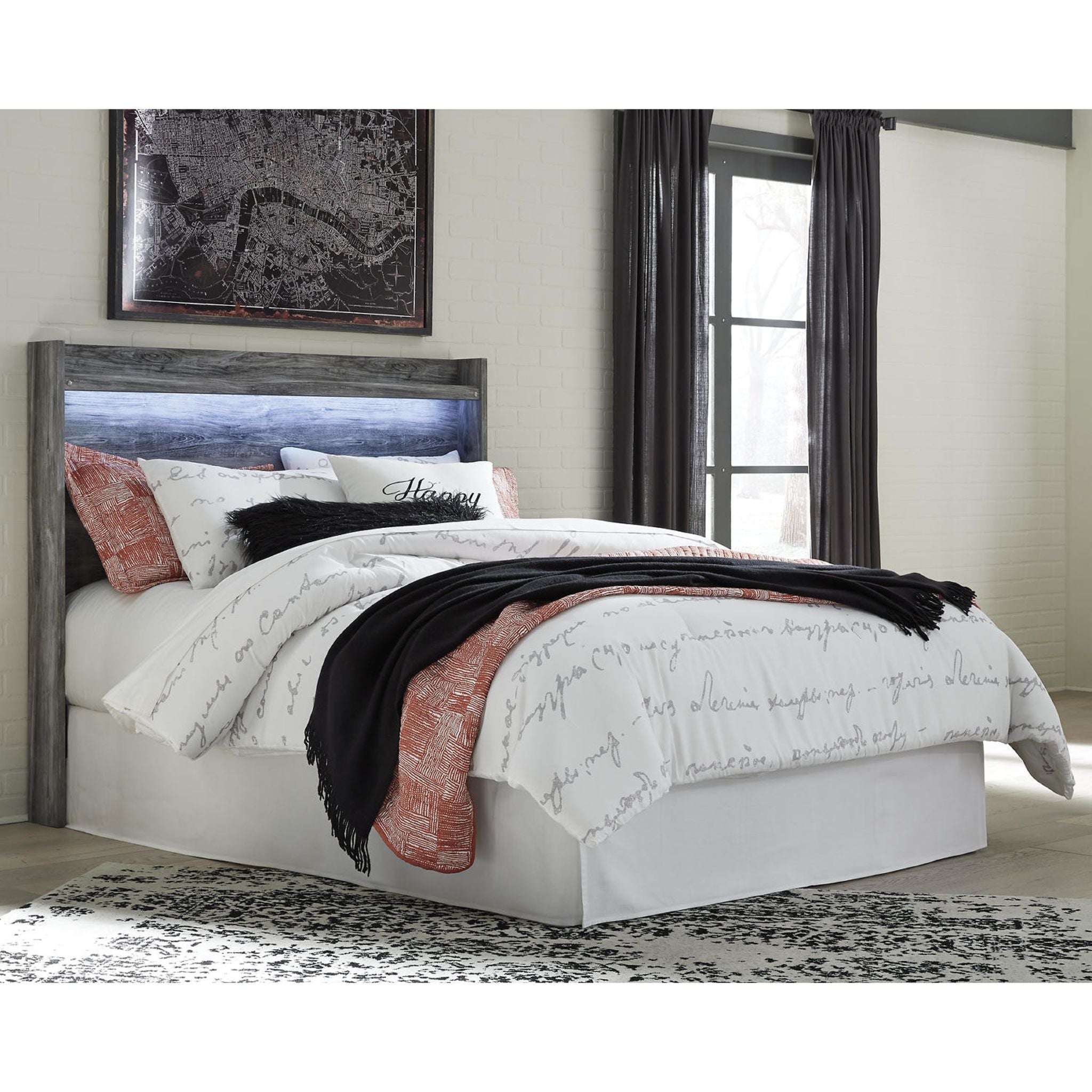 Baystorm Queen Panel Headboard - Upholstered Grey Fabric Headboard for Bedroom Decor - Perfect for Master Bedroom, Guest Room & Apartment Styling
