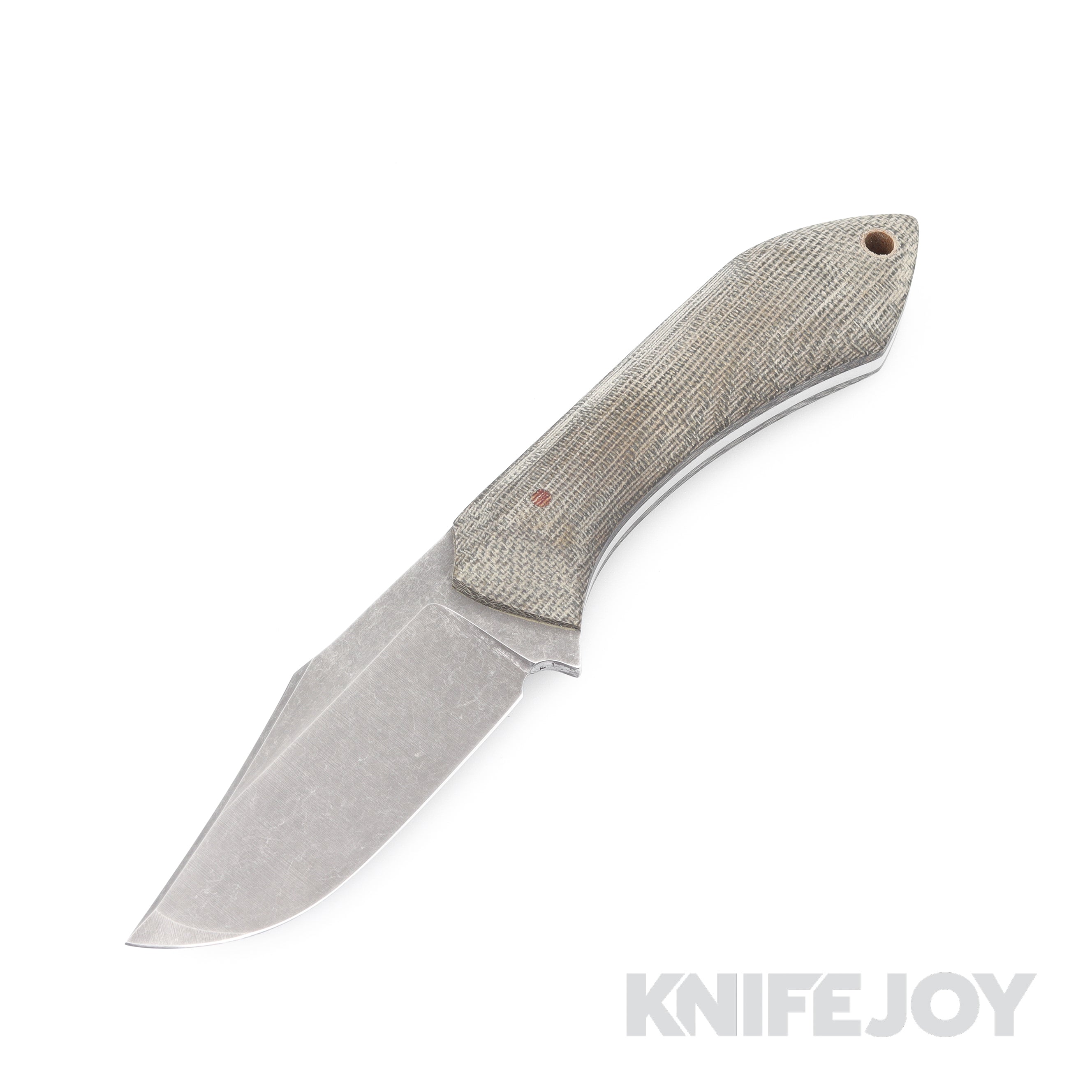 Boatright Bladeworks Custom Esker M Acid Wash Nitro V Fixed Blade Knife with OD Green Canvas Micarta Handle - Hunting, Camping, Outdoor Survival Gear