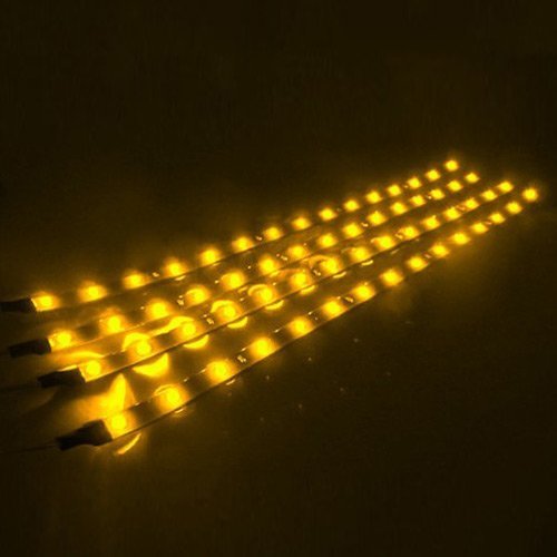 30cm LED Car Flexible Waterproof Light Strip - 4 Pack Amber Color for Interior/Exterior Vehicle Lighting, Underbody Accent, Truck Bed, Motorcycle & RV Decor