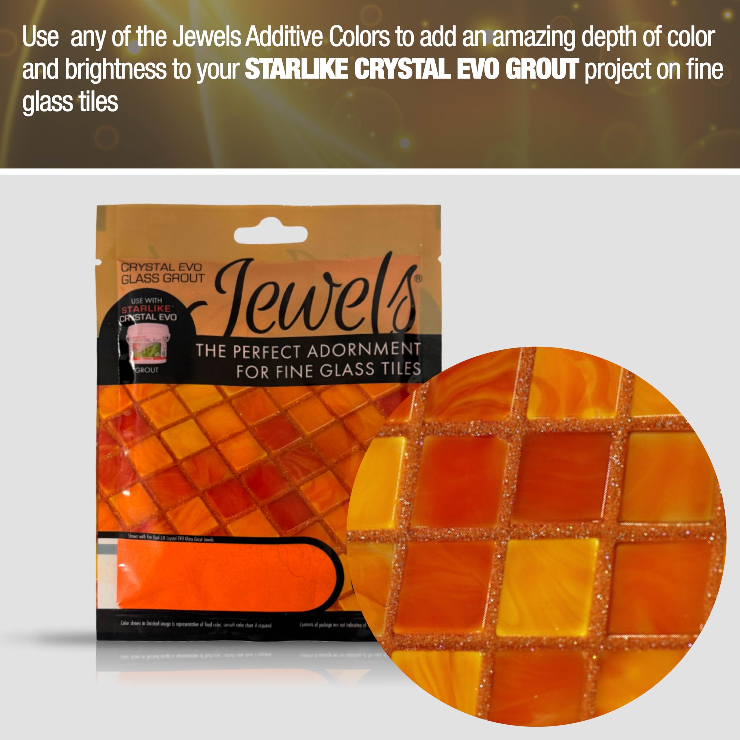 The Tile Doctor Crystal Glass Grout Jewels Fire Opal - 75g Glass Epoxy Grout Glitter Additive for Tile, Backsplash, Pool, Kitchen & Bathroom | Enhances Shower, Mosaic & Floor Tiles with Sparkle (1-Pack)
