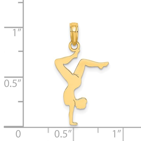 14K Solid Yellow Gold Gymnast Necklace - Elegant Gymnastics Charm Pendant for Athletes & Dance Lovers - Perfect Gift for Sports Enthusiasts & Cheerleaders