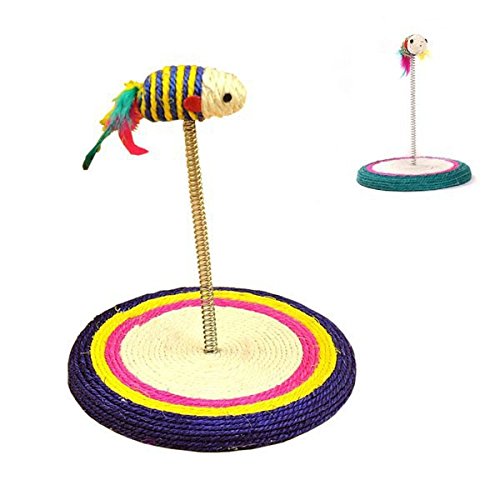 TEHAUX Sisal Cat Scratching Post with Toy Mouse - Durable Cat Climbing Toy for Indoor Kittens - Perfect for Playtime & Furniture Protection in Living Room or Bedroom