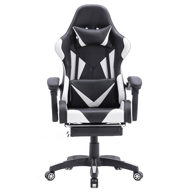 FOOTREST SERIES 3026 Ergonomic Gaming Chair with Adjustable Height - Black & White for PC, Office, and Home Gaming Setup - Comfortable Footrest for Long Gaming Sessions