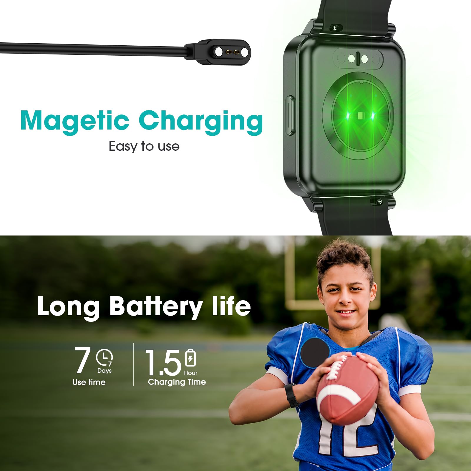 Kummel Smart Watch for Kids & Teens - No App/Phone Required | Fitness Tracker with Heart Rate Monitor, Sleep Tracking, Step Counter, Calorie Tracker & Waterproof Design | Lightweight Activity Watch for Boys & Girls | Perfect for School, Sports & Outdoor Adventures