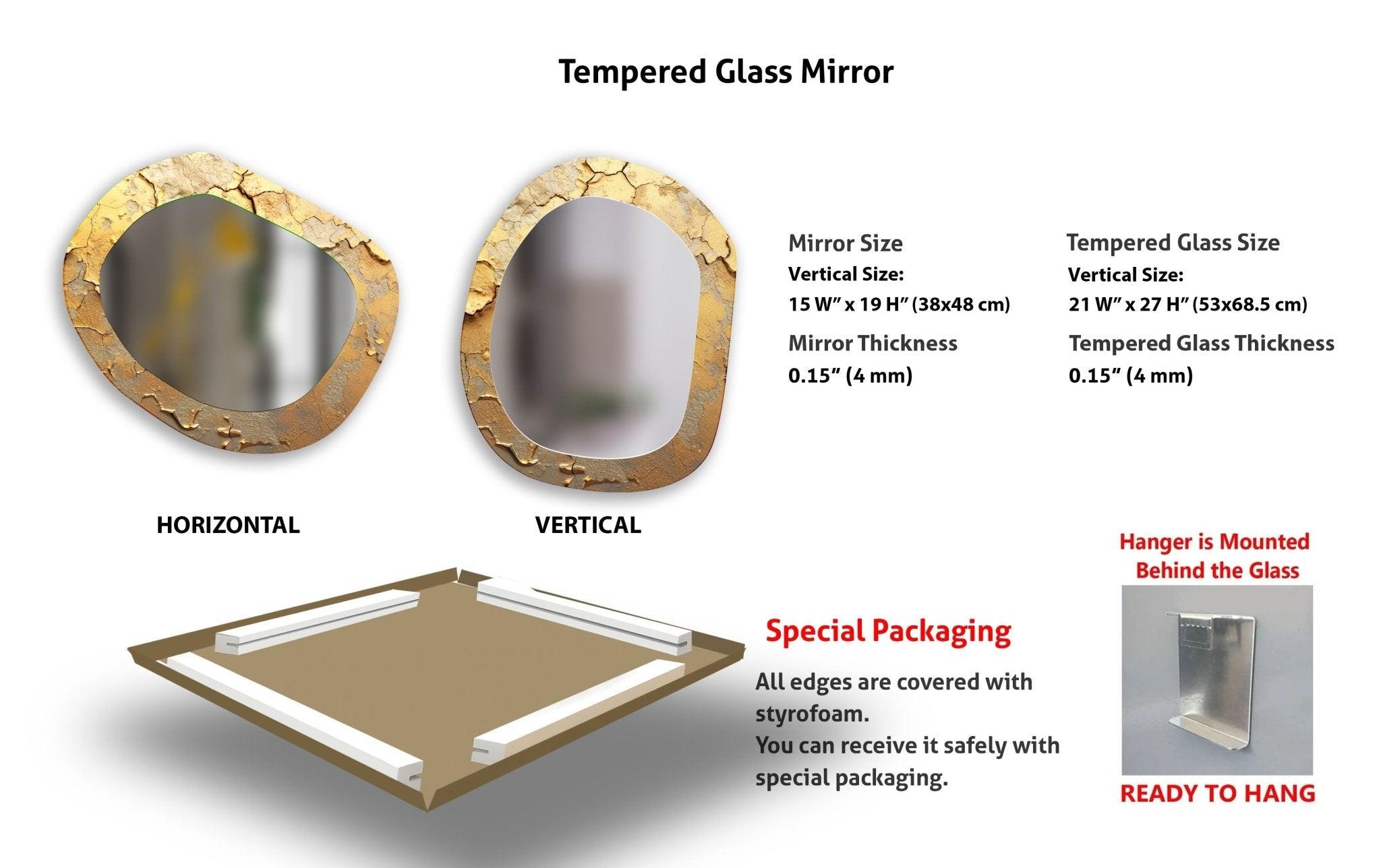 Asymmetrical Gold Marble Wall Mirror - Modern Decorative Mirror for Living Room, Bedroom & Entryway - Elegant Home Decor Accent Piece
