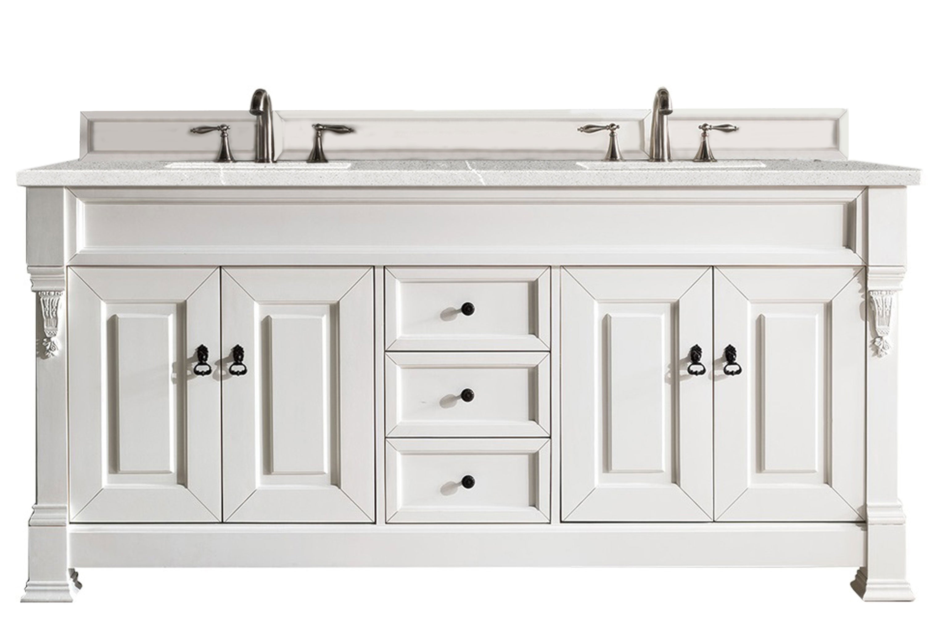 Brookfield 72 Inch Double Vanity with 3CM Eternal Serena Quartz Top - Bright White Bathroom Vanity for Modern & Luxury Home Decor | Perfect for Master Bathroom, Guest Bath, or Powder Room