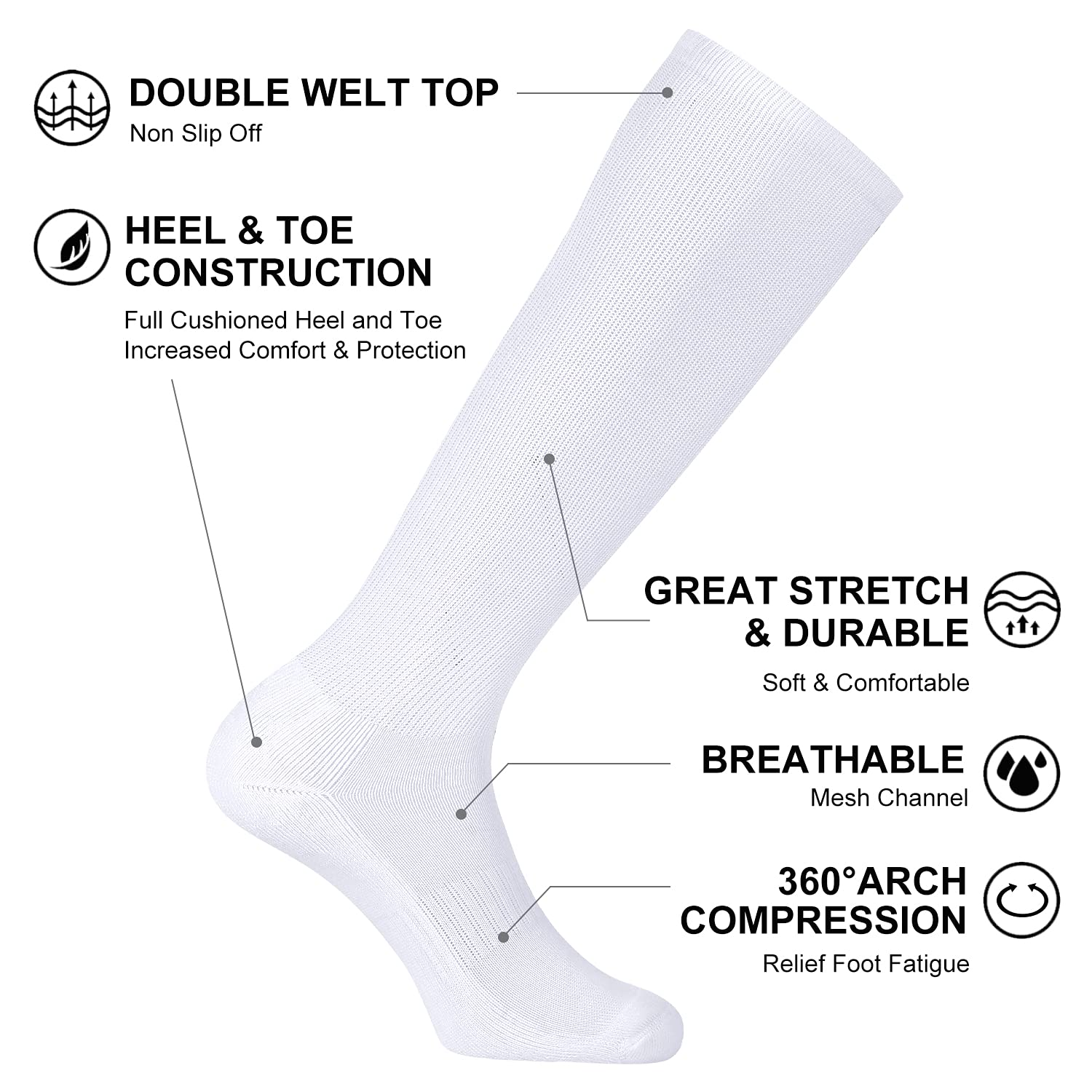 FITRELL 2/3 Pack Baseball Soccer Softball Socks for Kids Youth Men & Women - Over-the-Calf Knee High Athletic Socks (Multiple Colors) - Perfect for Sports, Training & Casual Wear