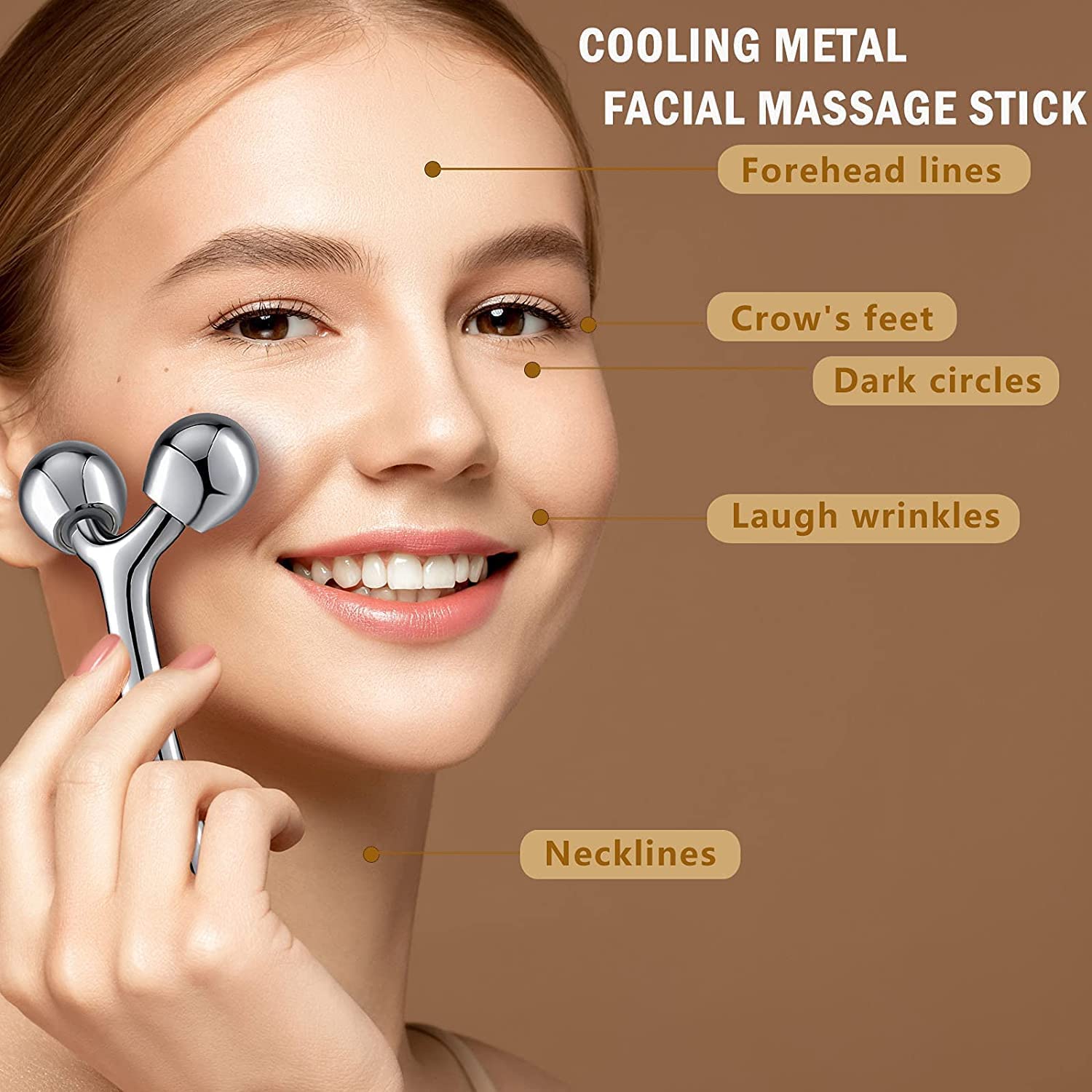 Kriaex Cooling Face Roller Massage Stick - Metal Facial Massager for Puffiness Reduction, Face Lifting & Skin Tightening | Anti-Aging Skincare Tool for Eyes & Face | Perfect for Morning Routine, Spa Days & Travel Skincare