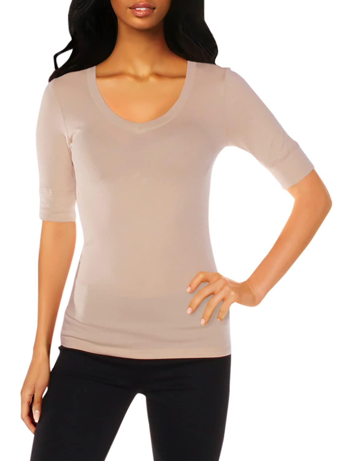 Emmalise Women's Slim Athletic Fit V-Neck T-Shirt - Breathable Half Sleeve Workout Top for Yoga, Running & Gym | Stretchy Casual Tee for Active Lifestyle
