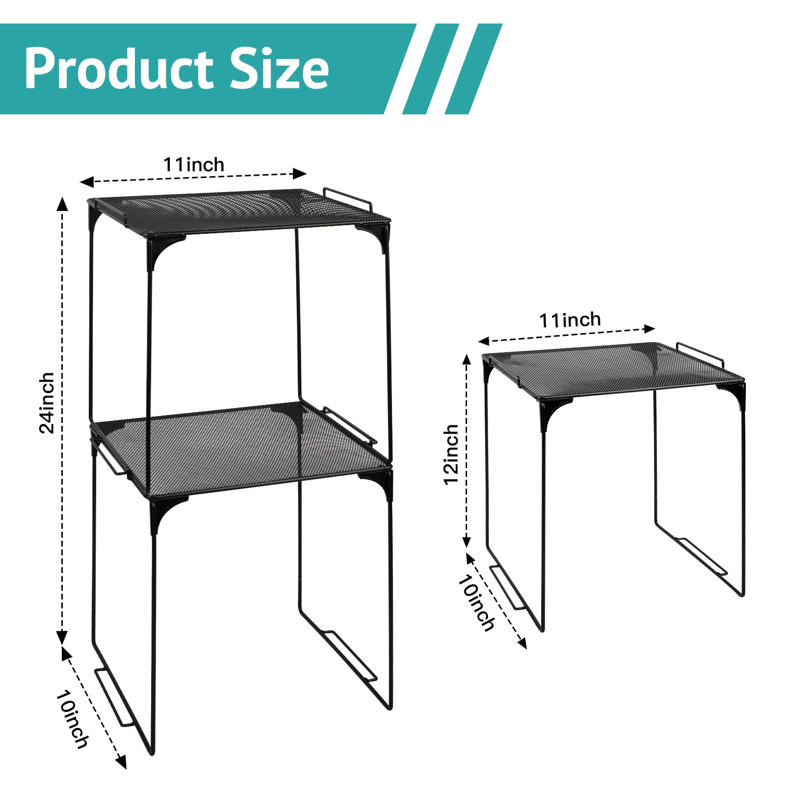 Stackable Locker Organizer Shelf - Extra Storage Shelf for School Lockers, Cabinets & Home Organization (Black) - Perfect for School Supplies, Office Essentials & Home Storage Solutions