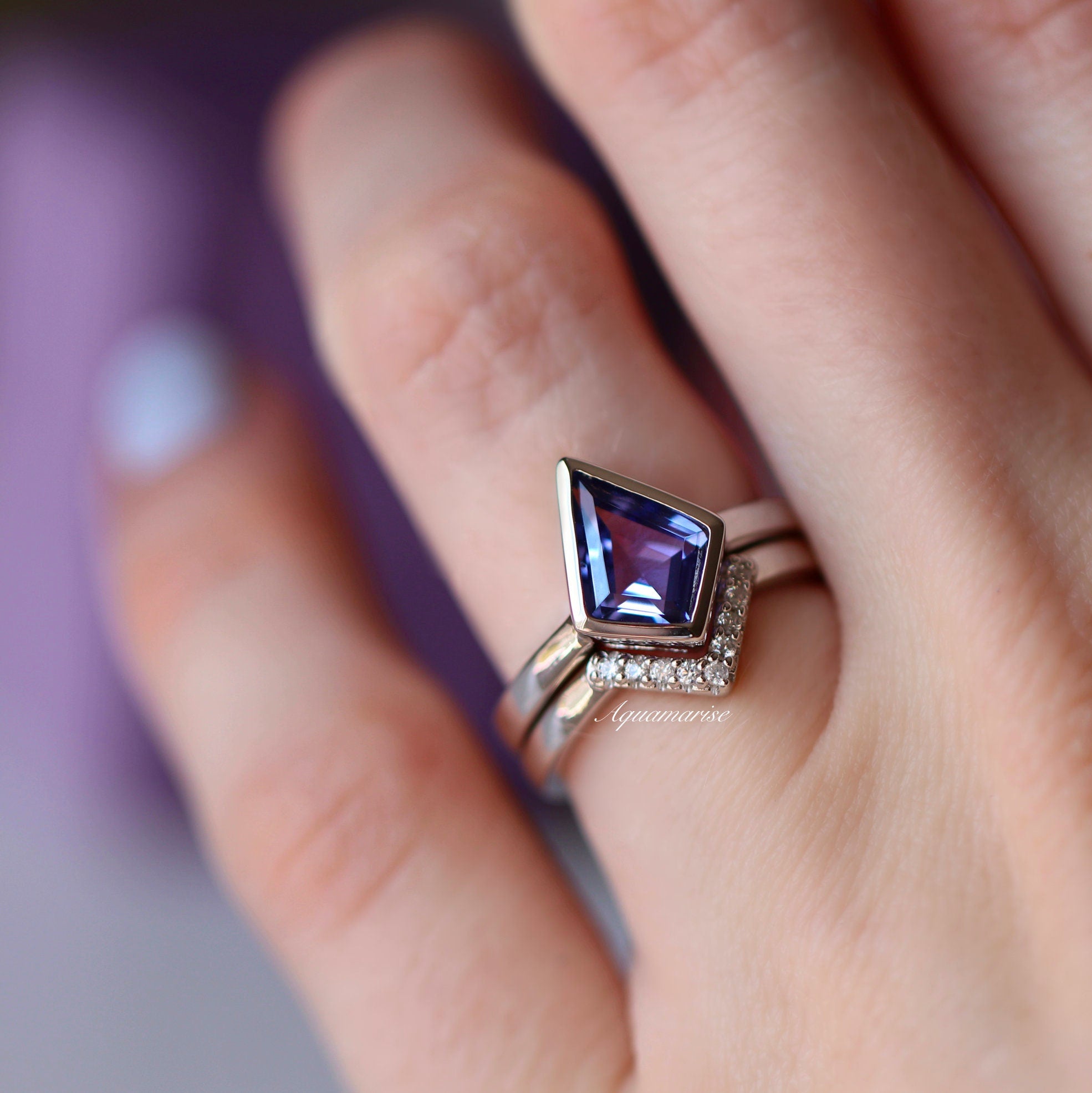 Tanzanite Sterling Silver Ring Set for Women - Elegant Blue Gemstone Jewelry Gift for Anniversary, Birthday & Special Occasions