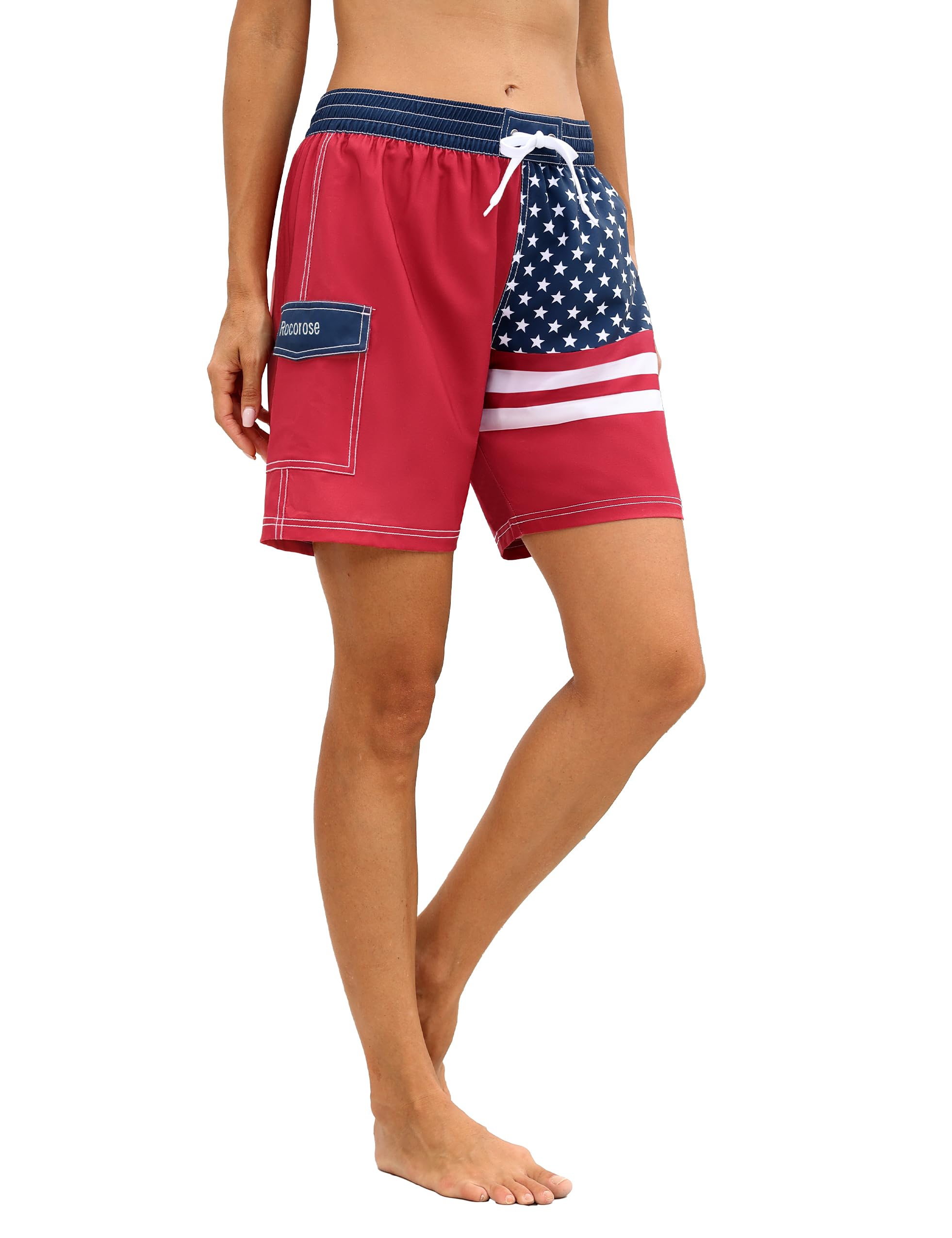 Rocorose Women's Quick Dry Swim Shorts with Drawstring & Pockets - Athletic Board Shorts for Swimming, Surfing, Beach & Summer Sports Activities