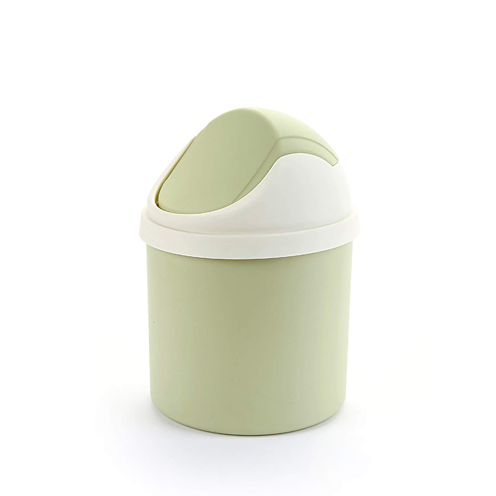 Mini Desktop Waste Bin with Swing Lid - Stylish Lace Polka Dot Small Trash Can for Office, Bathroom & Bedroom | Round Tabletop Garbage Bin for Home, Kids Room & Workspace | Eco-Friendly Green Waste Basket for Paper, Tissues & Small Trash Disposal