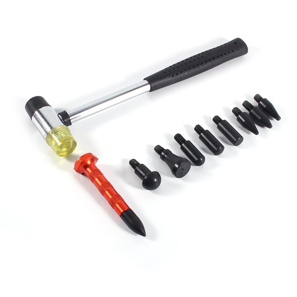 Professional Car Dent Repair Kit - 9-Piece Dent Puller Tool Set with Leveling Pen & Paint Protector | Auto Body Repair for Dents, Dings & Hail Damage | Perfect for DIY Garage, Collision Shop & Mobile Repair