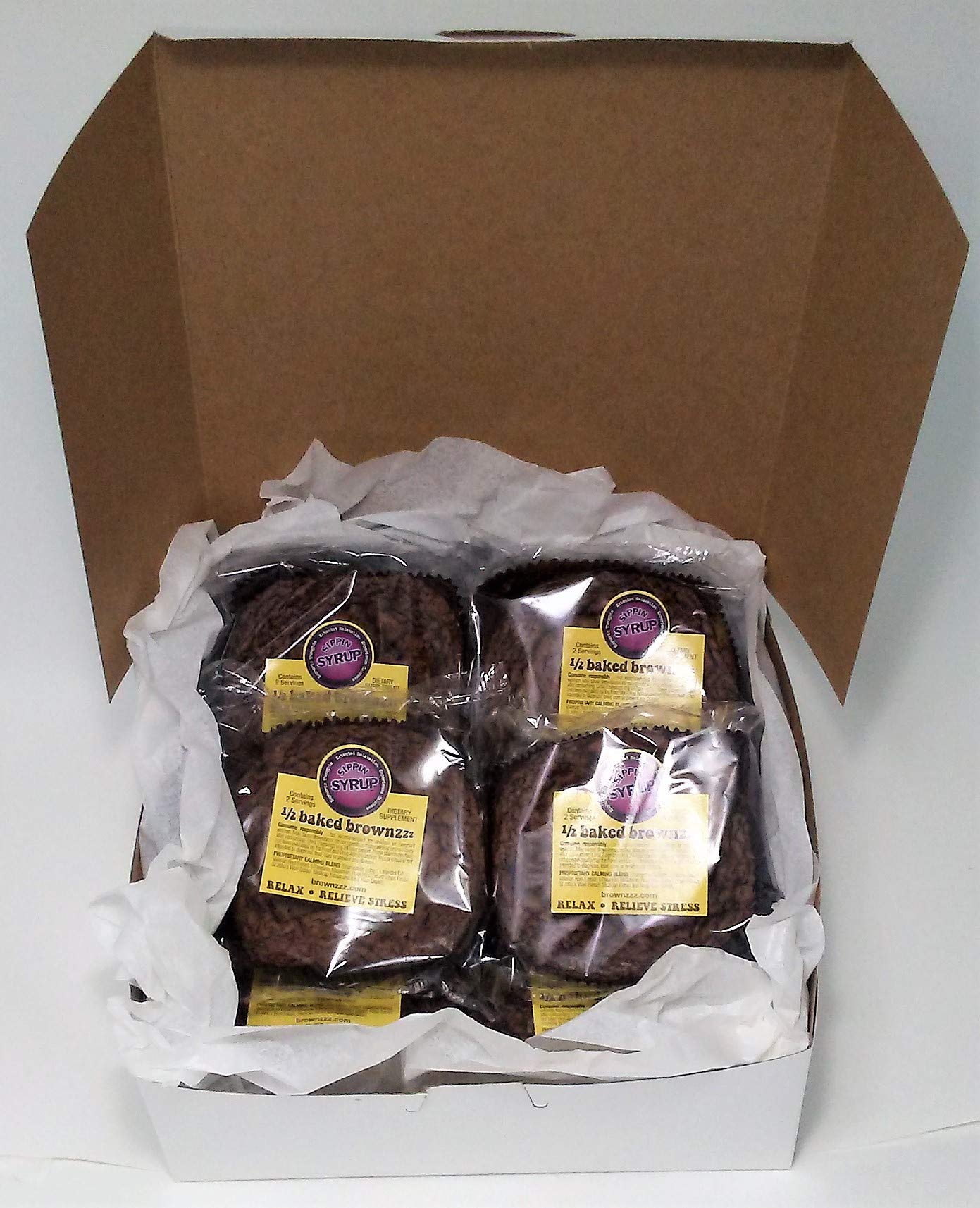 1/2 Baked Brownzzz Stress Relief Gummies - 8 Count Box with Chamomile, Lavender & Valerian Root - Natural Sleep Aid & Anxiety Supplement - Perfect for Relaxation Before Bed or During Travel