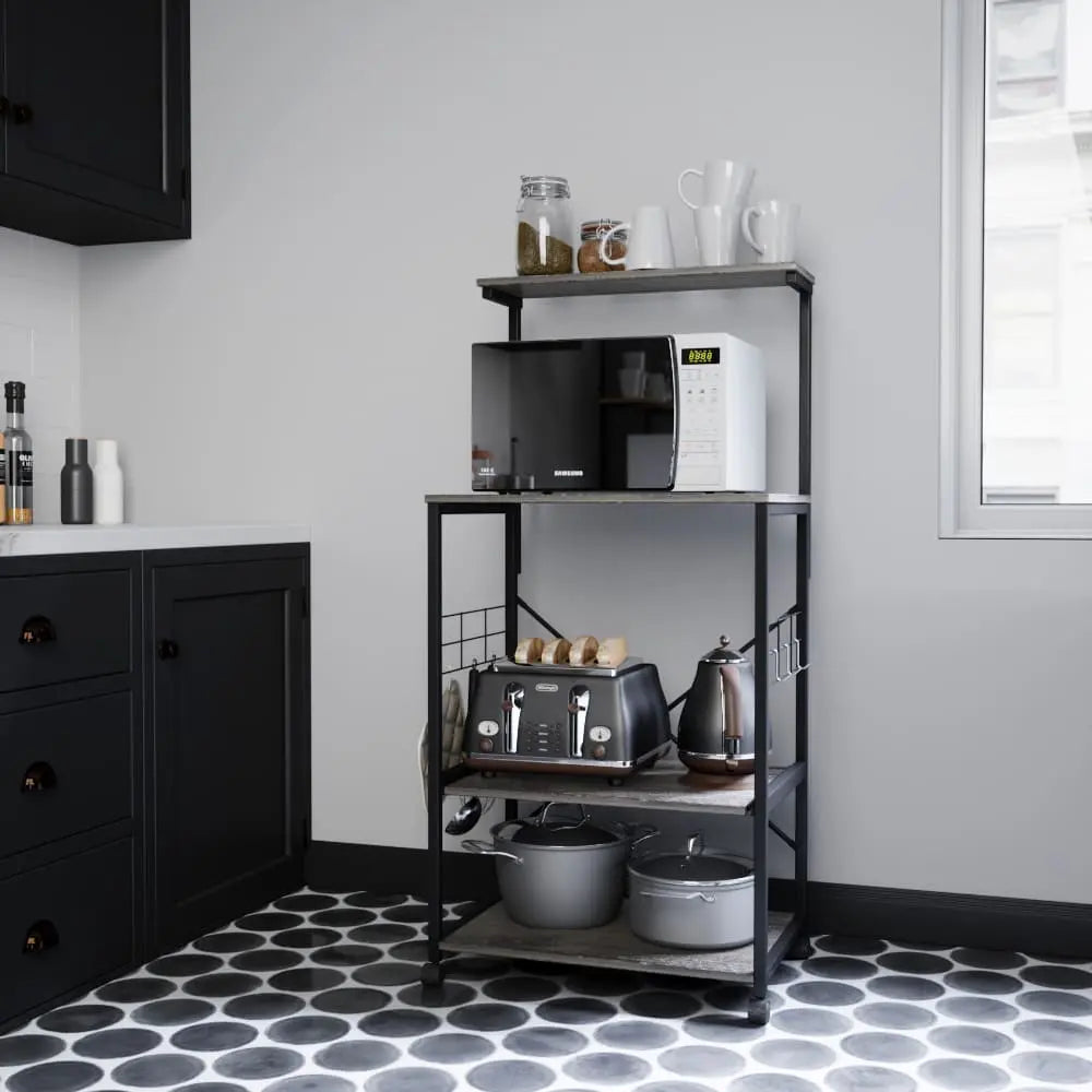 Bestier 4-Tier Rolling Baker's Rack with Wheels - Heavy Duty Metal Kitchen Storage Shelf for Baking, Cooking & Organizing Spices, Utensils, Cookbooks | Perfect for Small Kitchens, Pantries & Restaurants