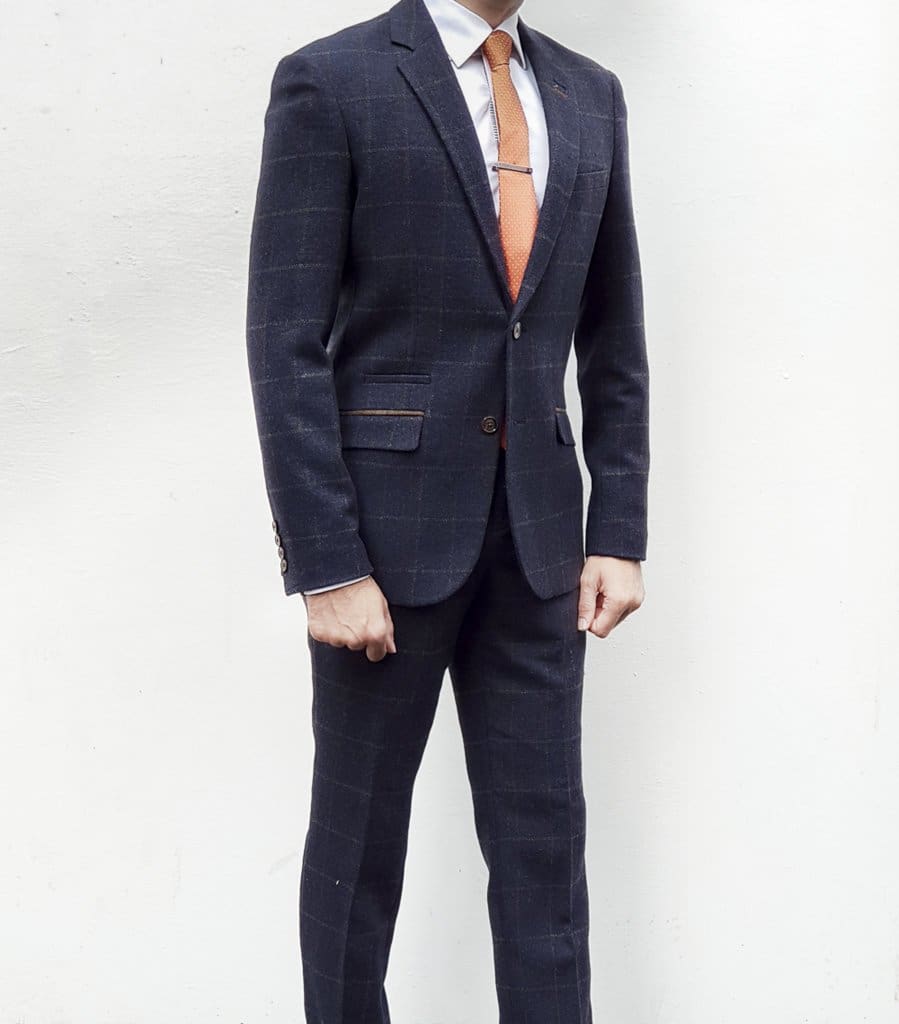 Cavani Kemson Navy Tweed Slim Fit Jacket for Men - Classic Stylish Blazer for Business, Office, and Formal Occasions