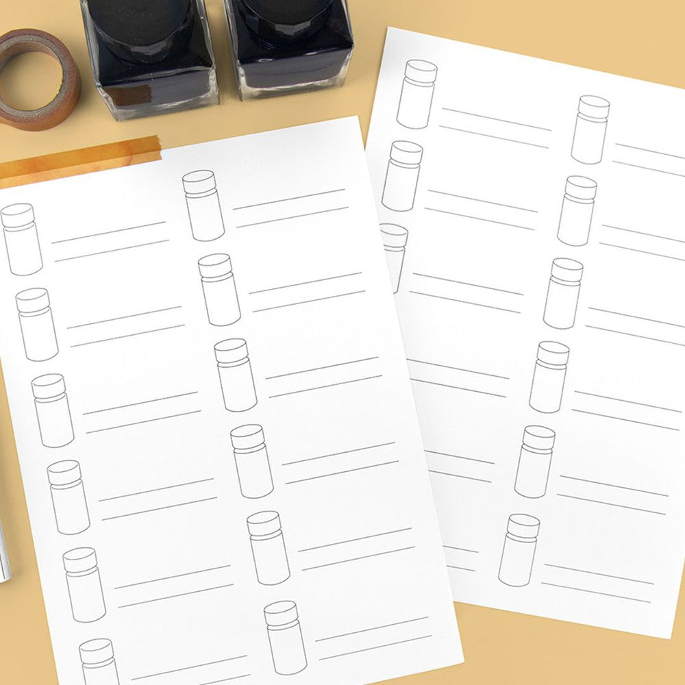 Premium Wearingeul Ink Swatch Paper (A5 Size) - 12 Vials Set for Fountain Pen Testing & Calligraphy Practice - Perfect for Artists, Writers, and Stationery Enthusiasts