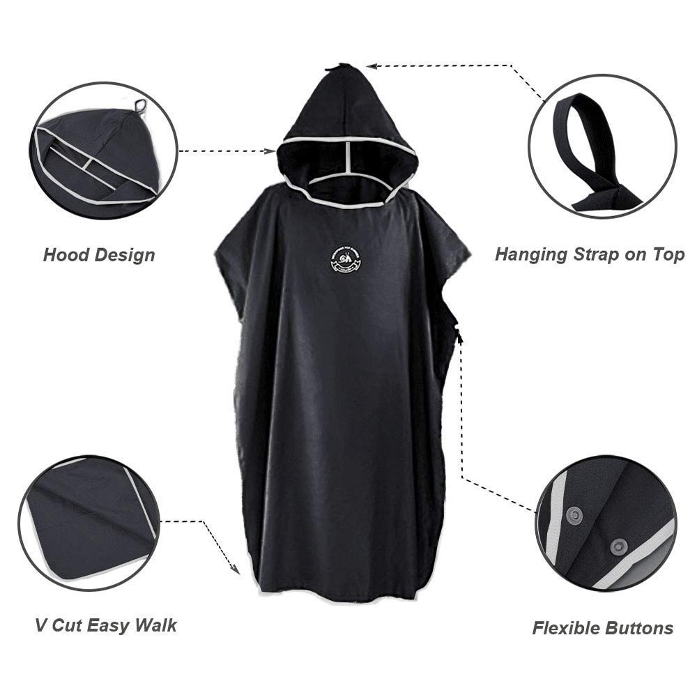 Hiturbo Microfiber Surf Poncho - Quick Dry Wetsuit Changing Robe with Hood, Perfect for Pool, Swim, Beach, and Outdoor Adventures
