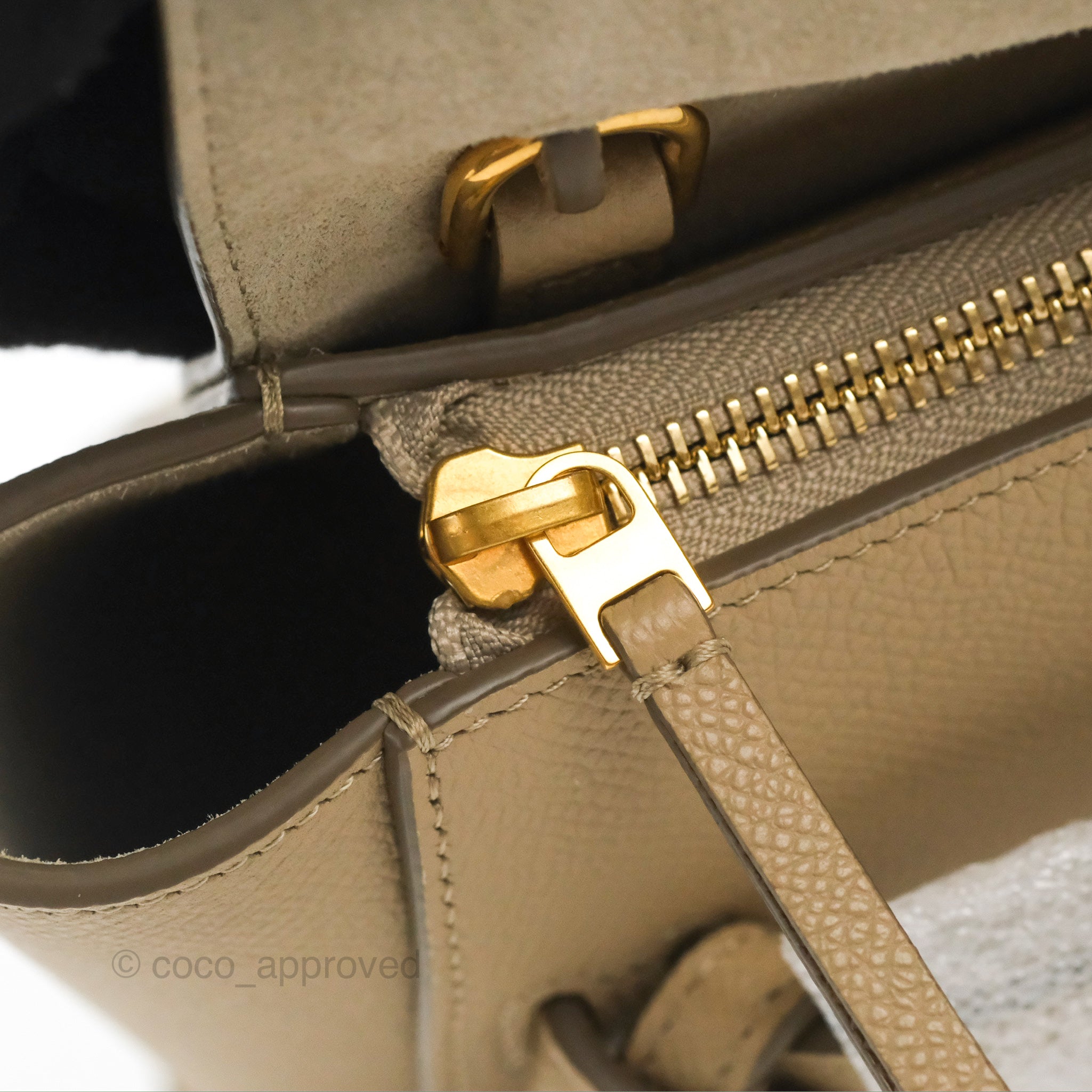 Celine Pico Belt Bag in Light Taupe - Genuine Grained Calfskin Leather with Gold Hardware | Luxury Crossbody Bag for Women, Perfect for Everyday Use & Special Occasions