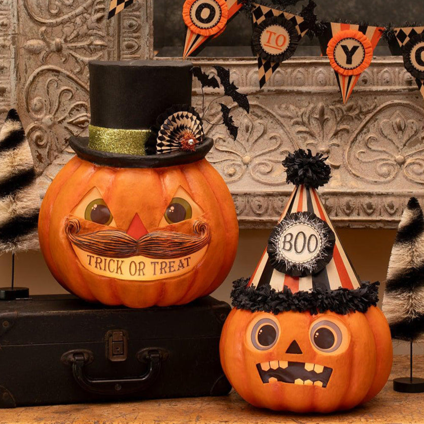 Boo Party Halloween Pumpkin Decor by Bethany Lowe Designs - Spooky Fall Home Decor for Porch, Mantel & Party Displays