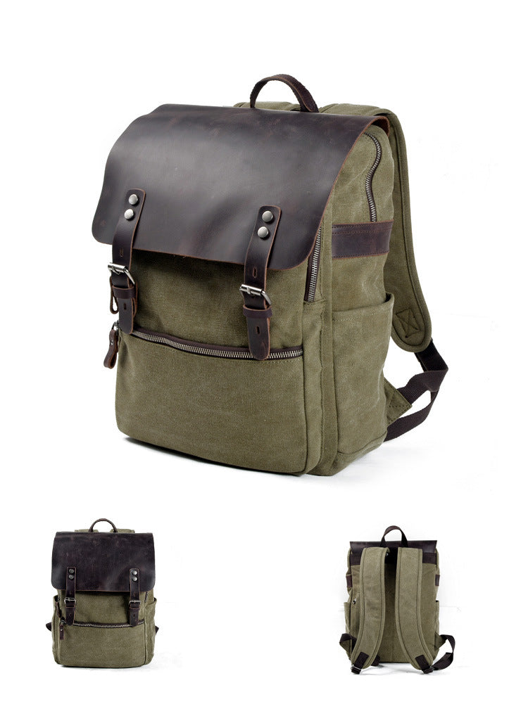 Riza Premium Canvas & Leather Backpack for Men & Women - Durable Travel Laptop Backpack for Work, School, College & Outdoor Adventures