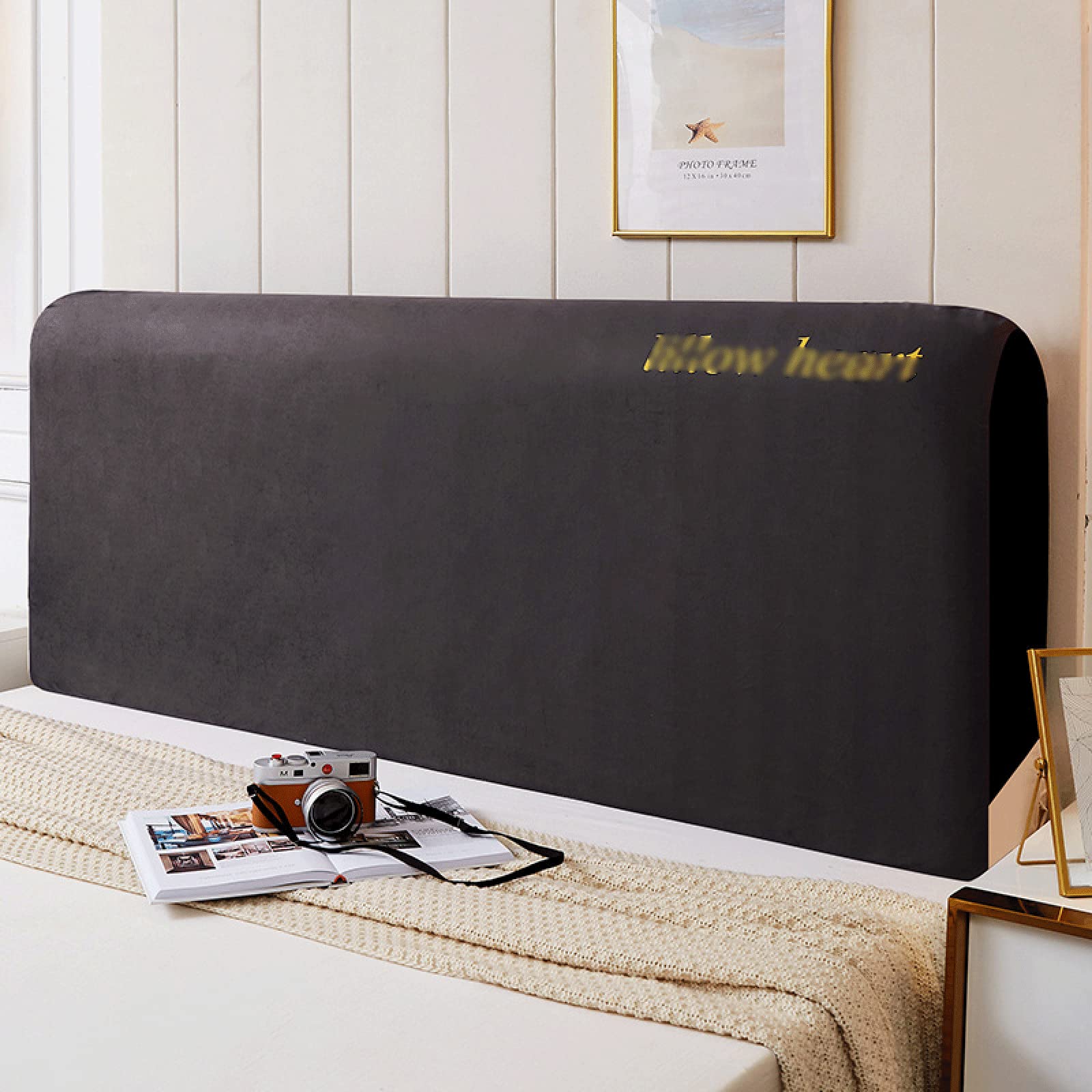 TFBH Milk Velvet Bed Headboard Slipcover - Stretchable Dustproof Protector for Twin/Full/Queen/King Size Beds - Fits Soft, Leather, Fabric & Wood Headboards - Nordic Style Grey Bedroom Decor (200cm) - Perfect for Home, Hotel & Airbnb Decorations