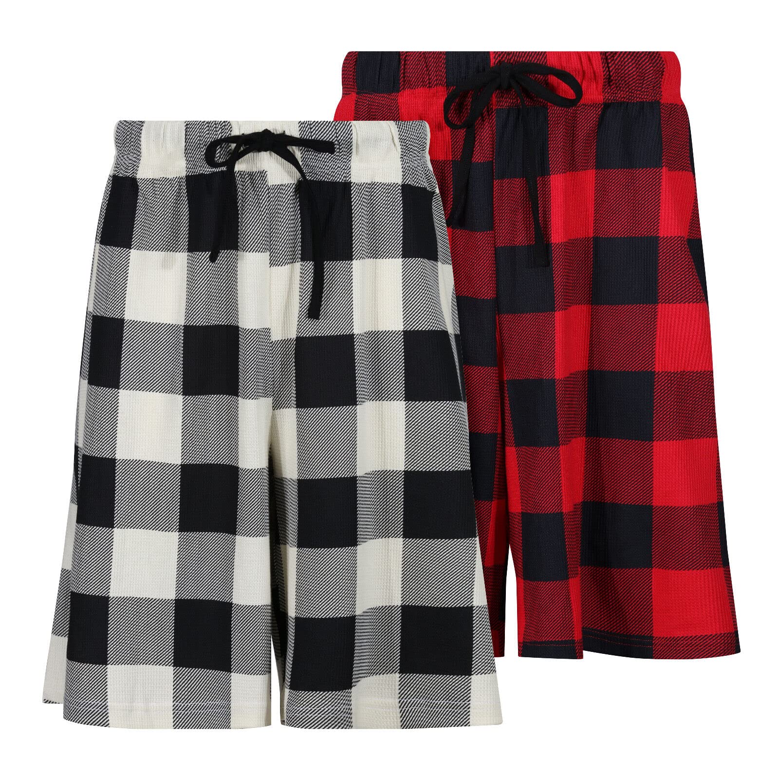 Men's 2-Pack Waffle Knit Sleep Shorts - Lounge & Sleep Pajama Shorts (Sizes 3XL-6XL) - Perfect for Summer Nights, Lounging at Home & Vacation Comfort
