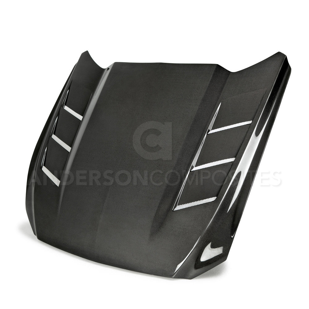 2015-2017 Ford Mustang Fiberglass Heat Extractor Hood by Anderson Composites - AC HD15FDMU SA DS - High Performance Upgrade for Racing & Street Use