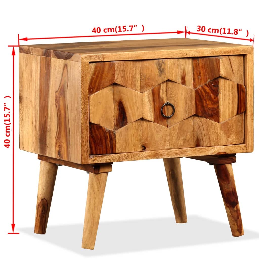 CHARMMA Solid Sheesham Wood Bedside Cabinet with 1 Drawer - Perfect for Bedroom Storage & Nightstand Organization