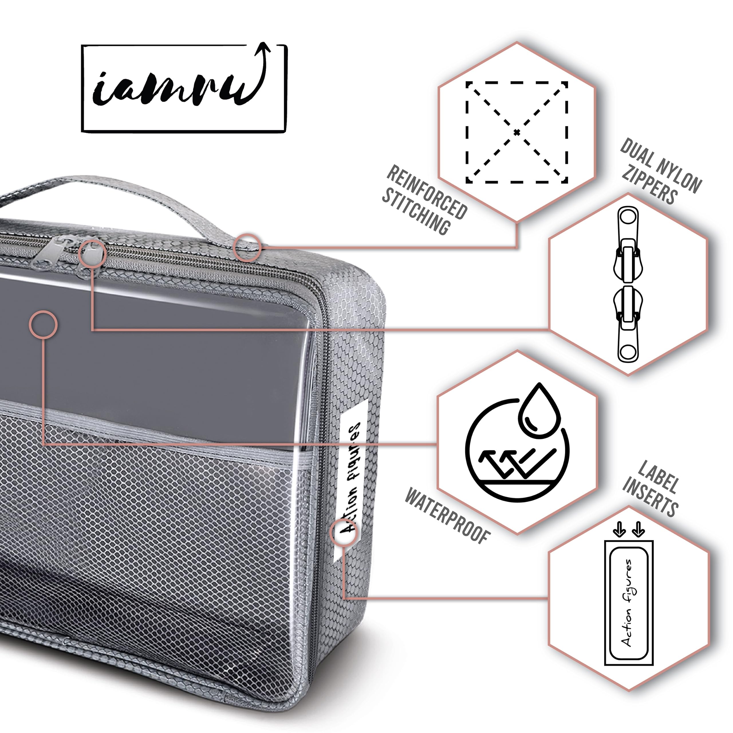 Portable Toy Storage Organizer Bags for Kids - Large 2-Piece Grey Toy Travel Bags for Lego, Cars & Activities | On-the-Go Organization for Car Rides, Playdates & Family Trips